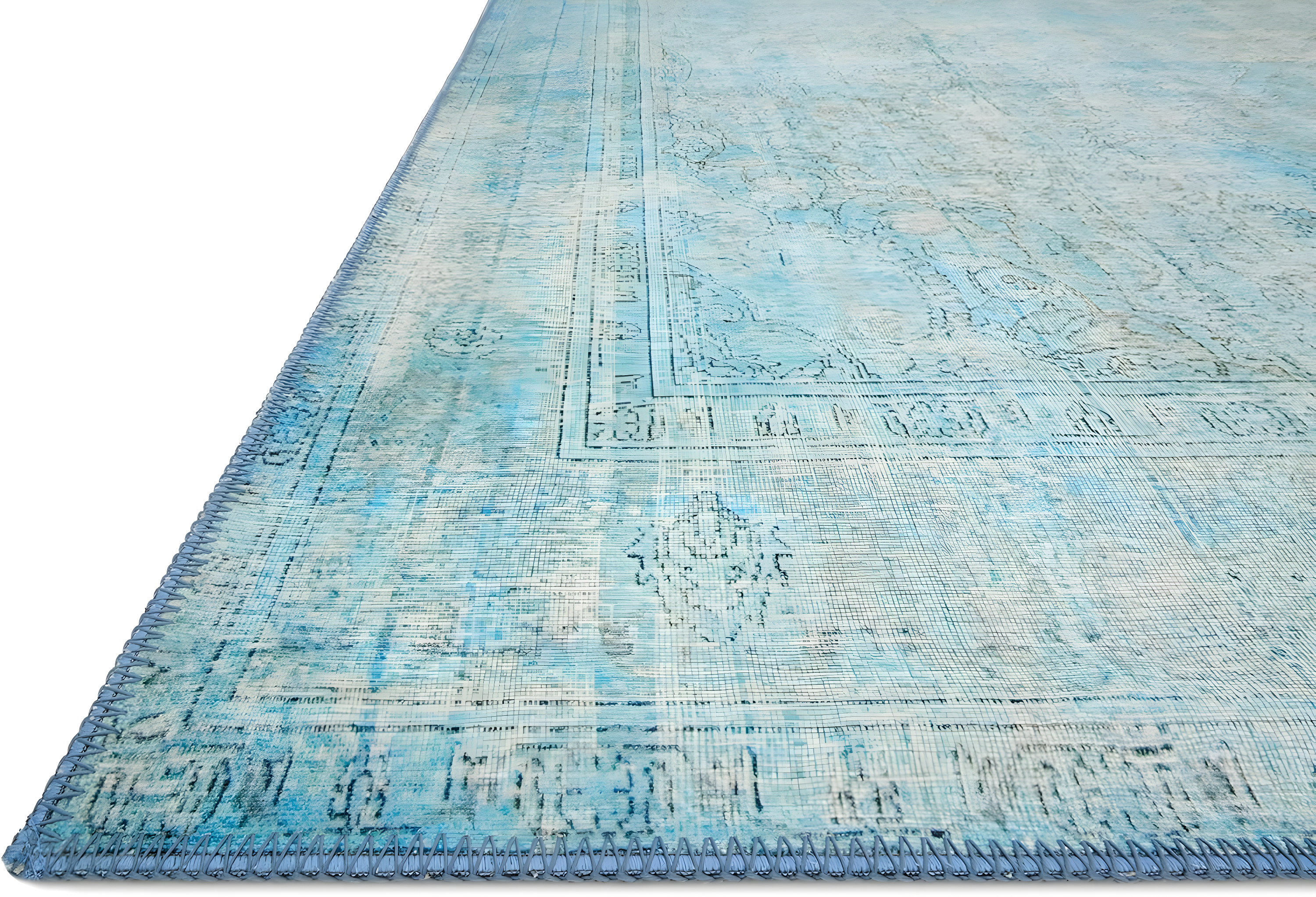 Loloi II Loren Collection LQ-08 Aqua Oriental Area Rug 5'-0" x 7'-6"