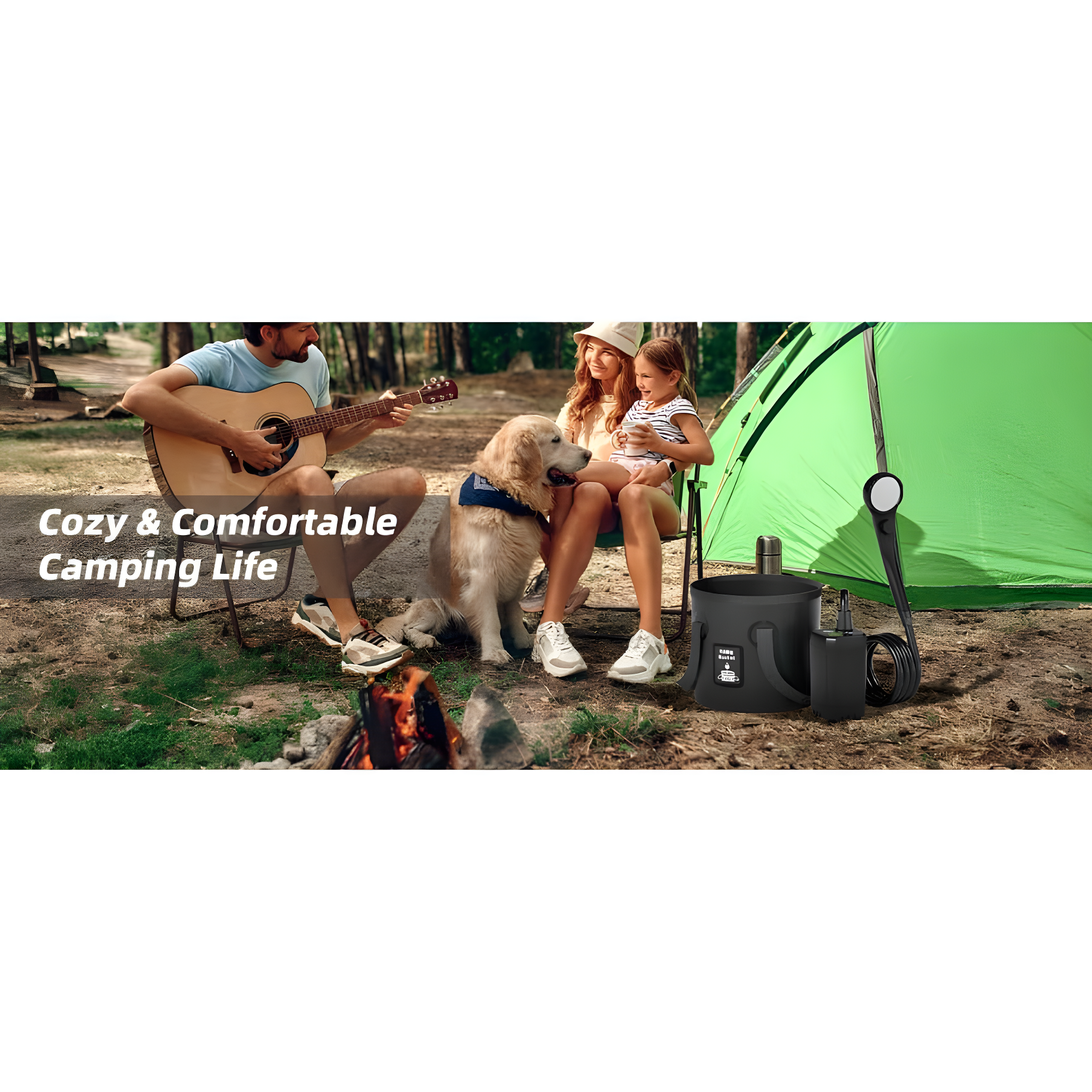 Portable Camping Shower, 6000mAh Rechargeable Shower Pump, Filtered Shower Head & 5 Gallons Foldable Bucket, Outdoor Shower for Hiking, Beach, Travel, Pet Bath, Car Washing, Surf & Boat Cleaning