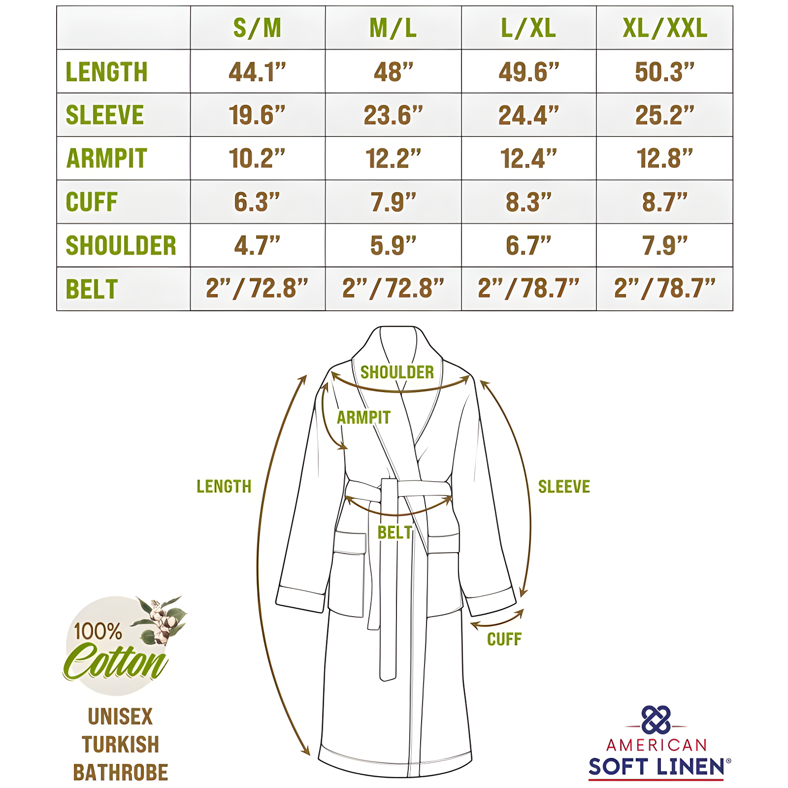 American Soft Linen, 100% Cotton Robes for Women and Men, 1 Piece Soft Lightweight Adult Couple Bathrobes, Medium - Gray