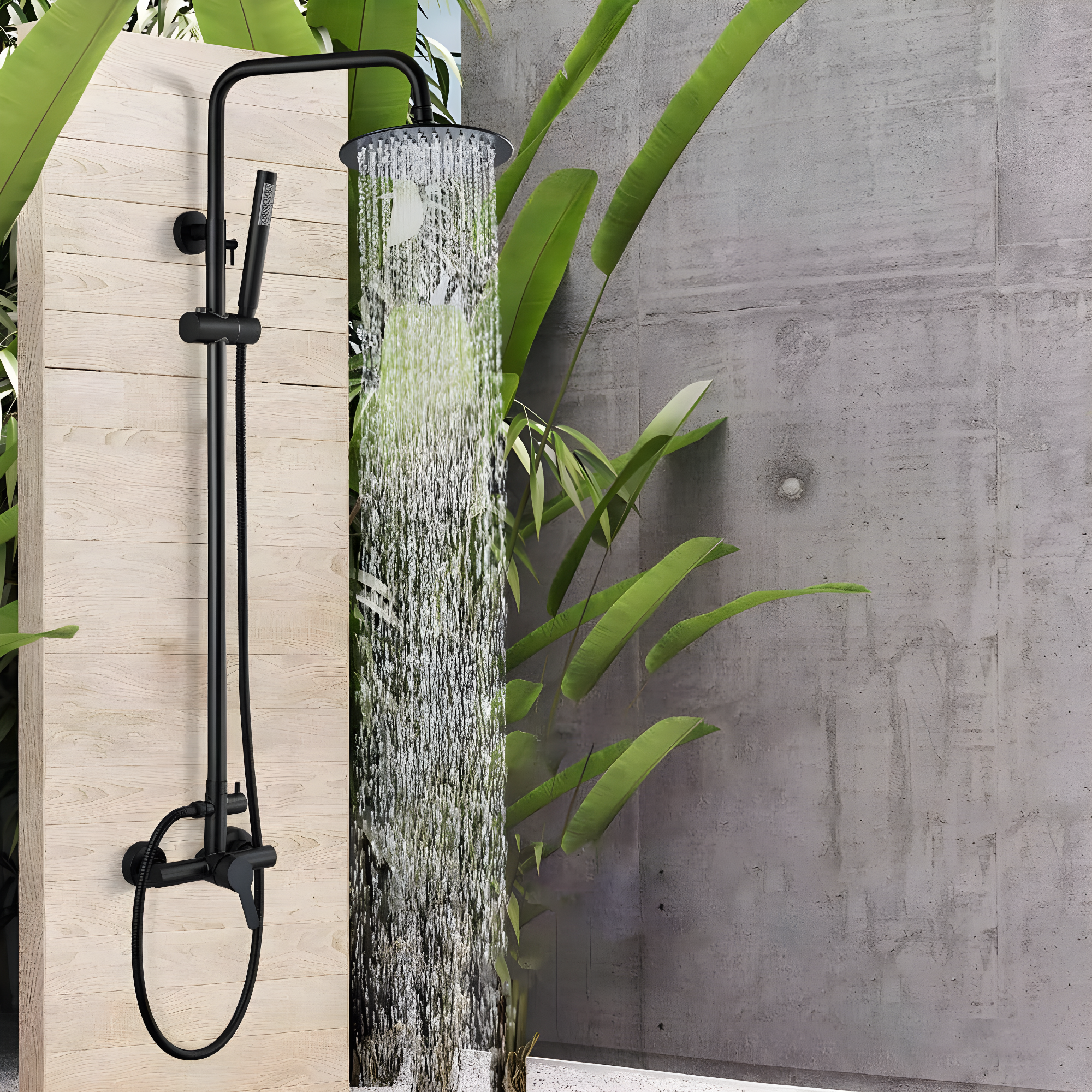 Outdoor Shower Fixture SUS304 Shower Faucet Combo Set Stainless Steel 8 Rainfall Shower Head