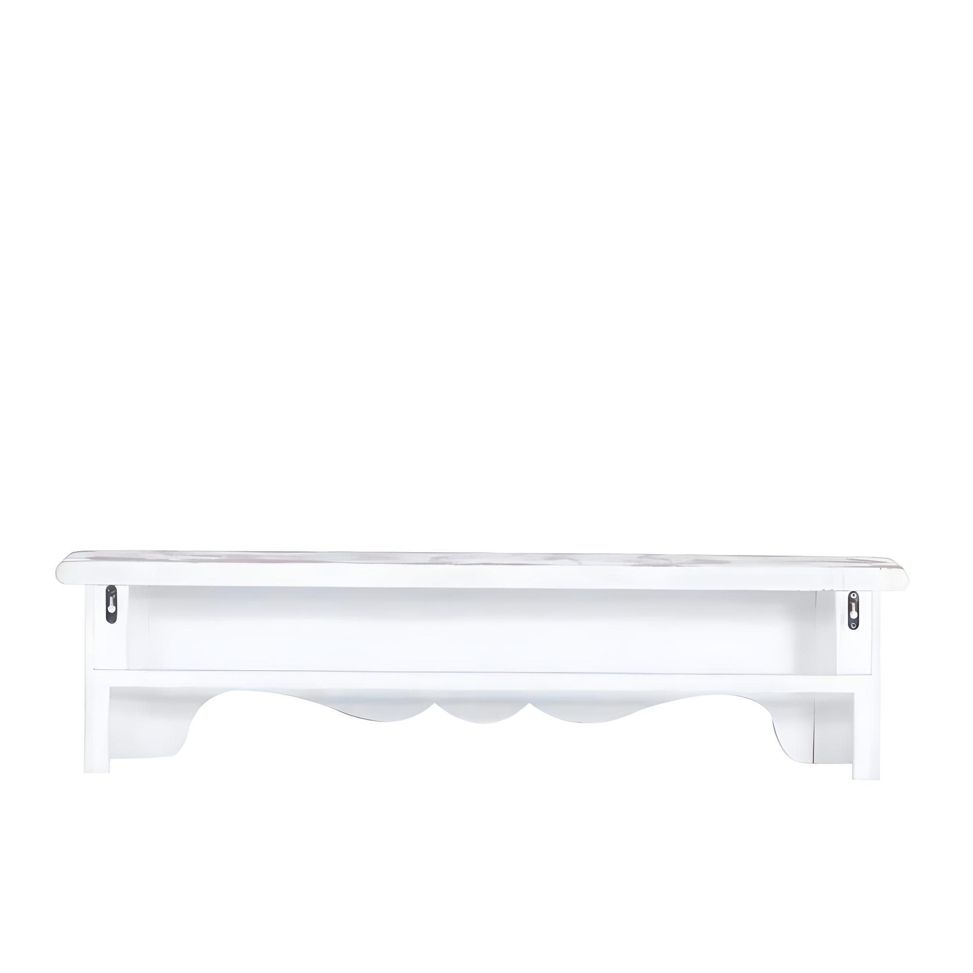 One Allium Way® Goodland White Wood 1 Shelf Scroll Wall Shelf 36" x 6" x 9"