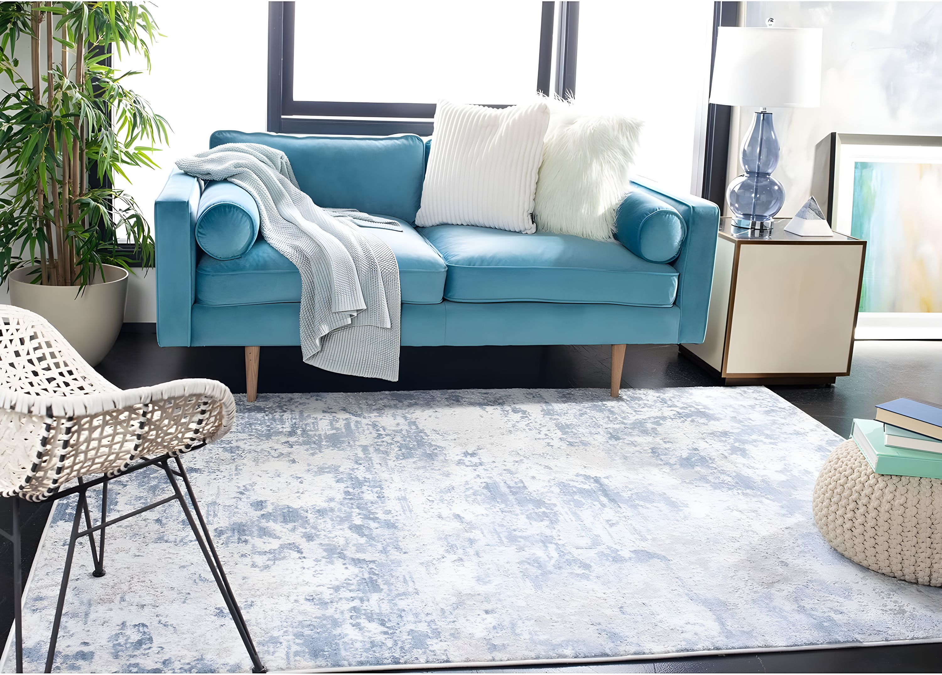 SAFAVIEH Amelia Alastar Abstract Distressed Area Rug, Grey/Ivory, 6'7" x 6'7" Square