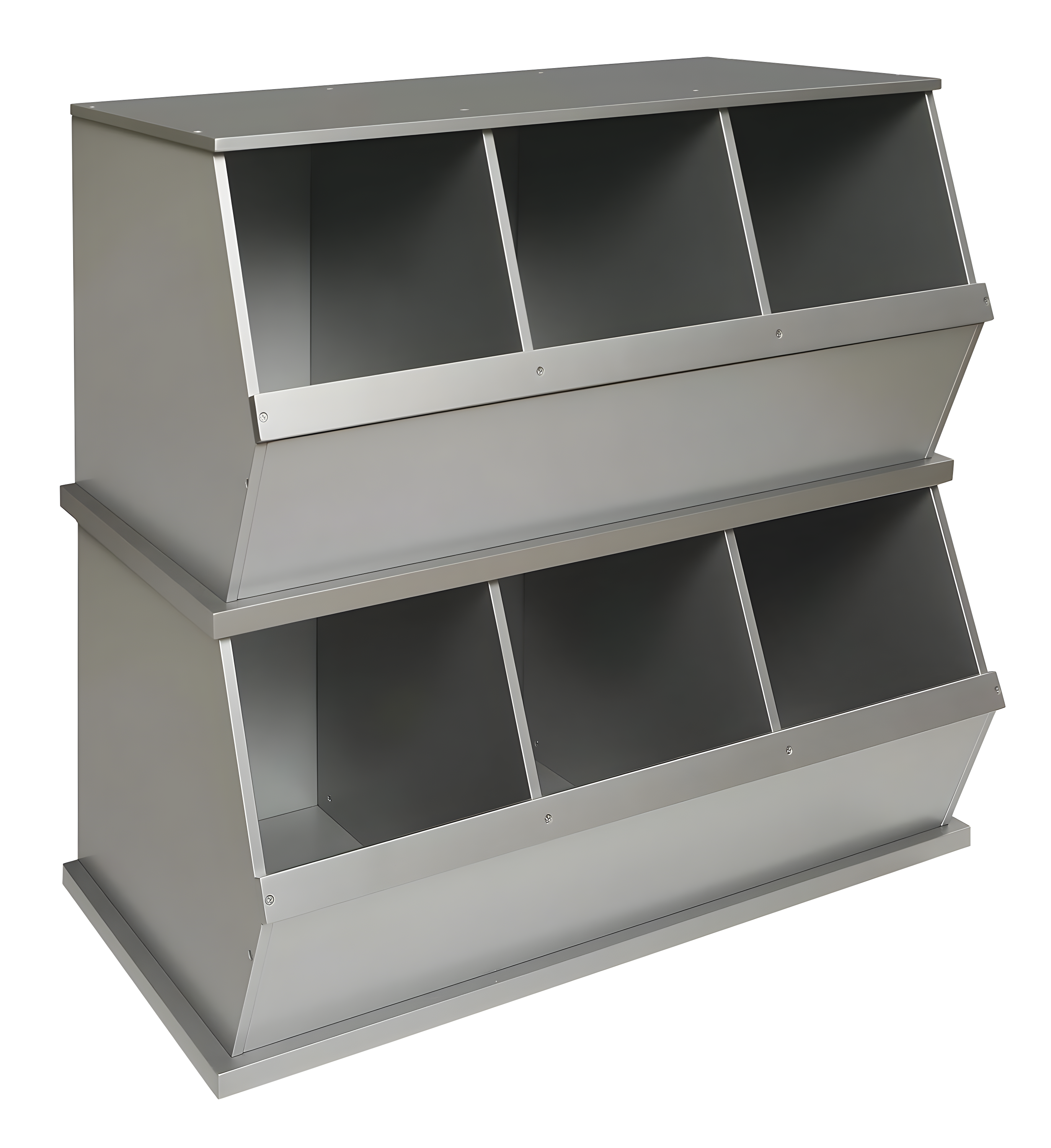 Badger Basket Three Bin Stackable Storage Cubby - Silver