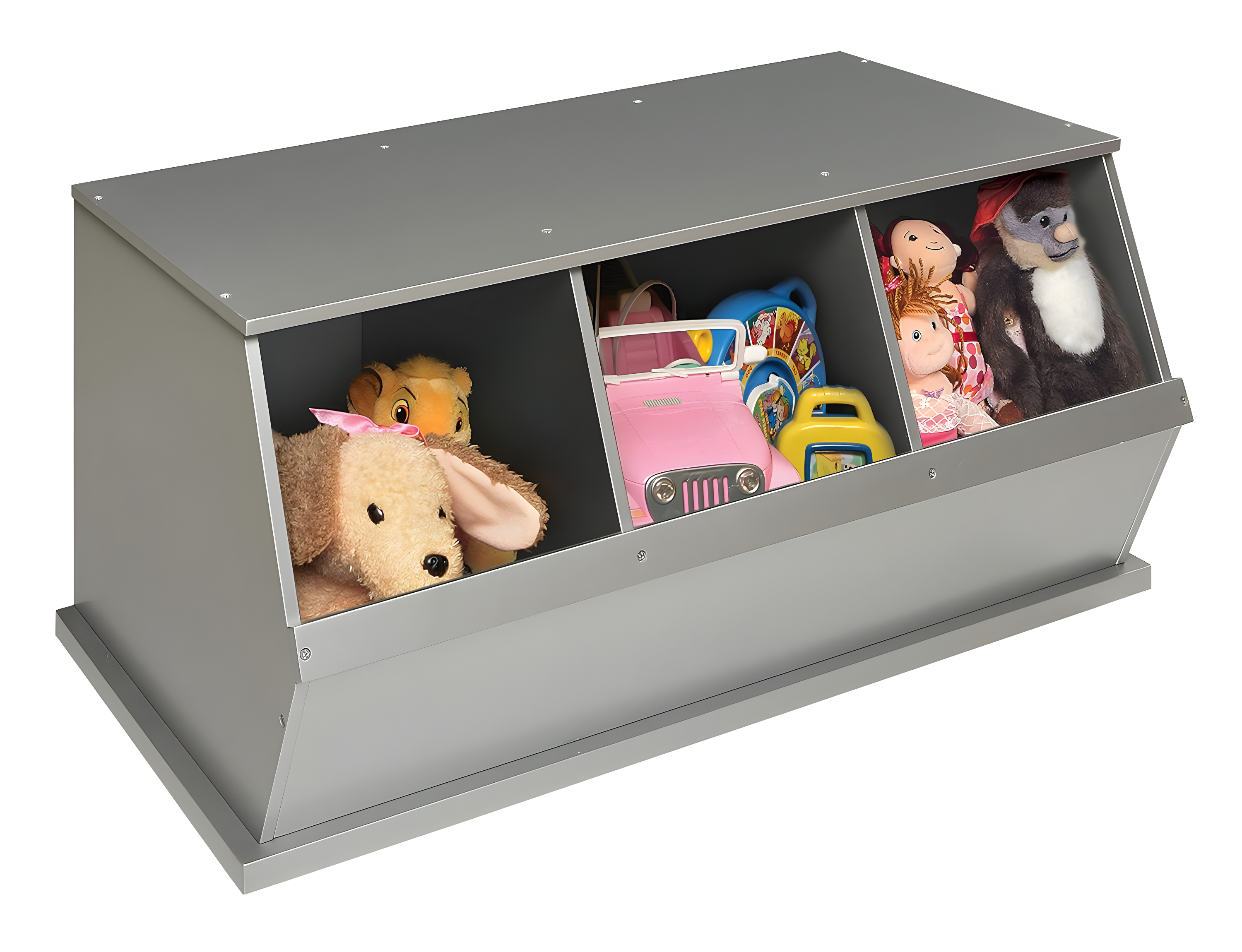 Badger Basket Three Bin Stackable Storage Cubby - Silver