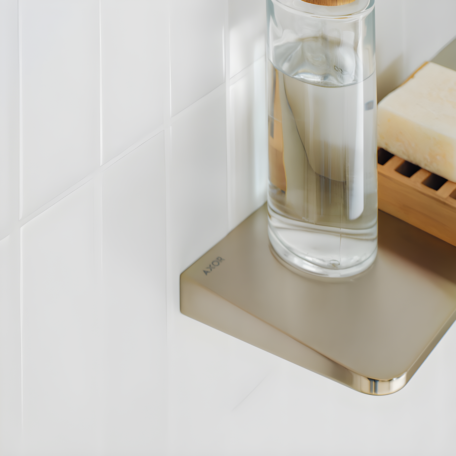 AXOR Universal Circular 16-inch Modern Shelf, 16" in Brushed Nickel, 42844820