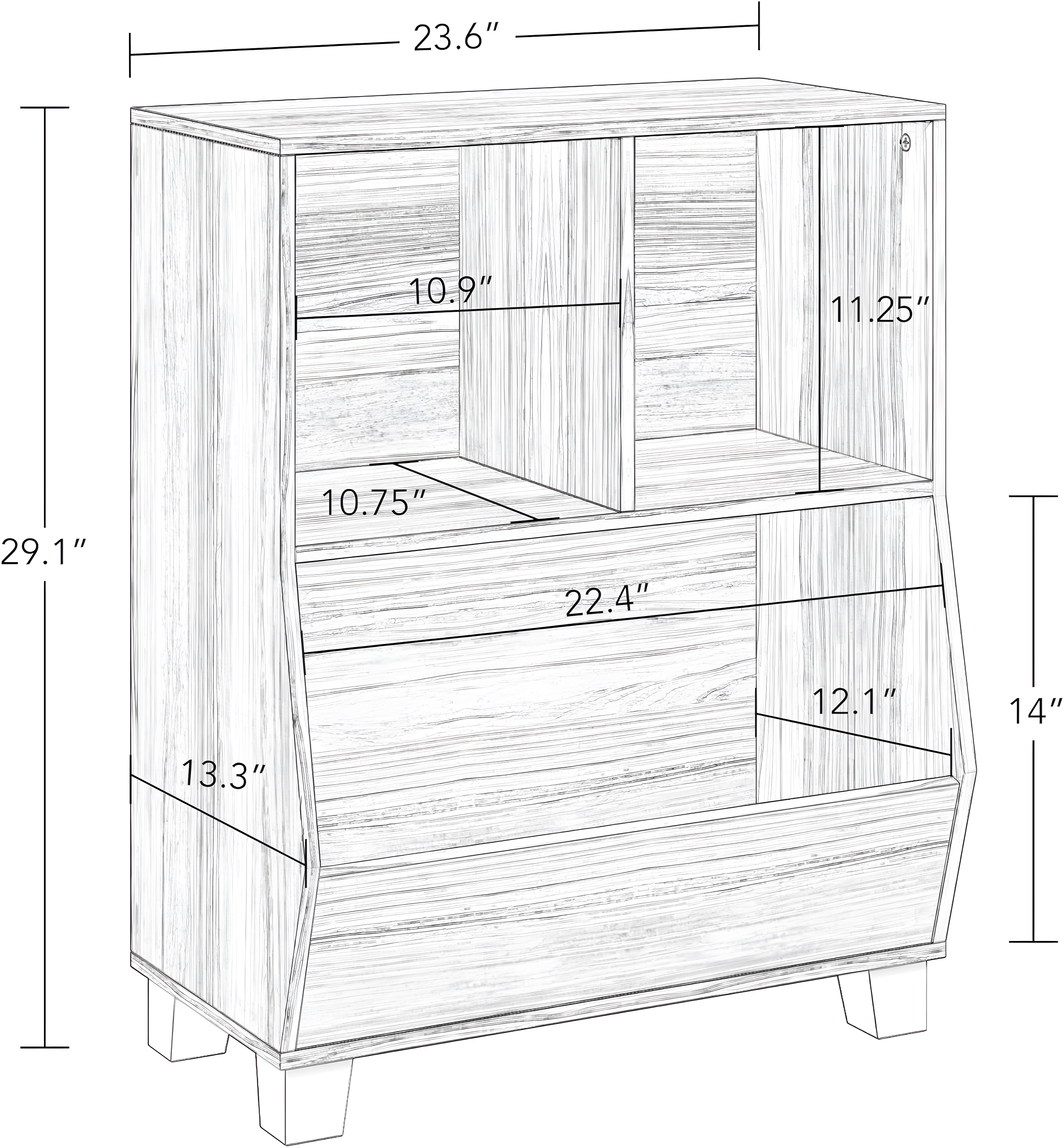 RiverRidge Home RiverRidge Kids Catch-All 24in Toy Storage Organizer with 2 Cubbies and 2 Storage Compartments