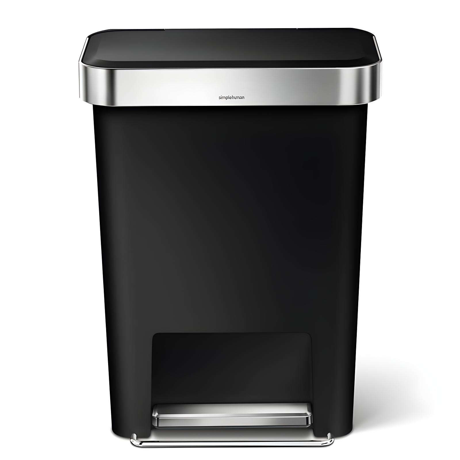 Simplehuman 45 Liter Rectangular Kitchen Trash Can with Liner Pocket, Black Plastic