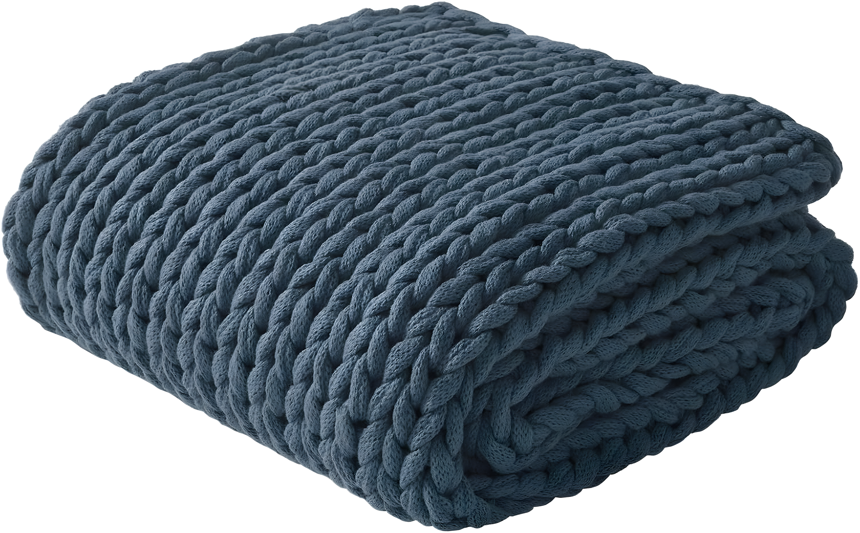 50"x60" Chunky Double Knit Handmade Throw Blanket Indigo - Madison Park