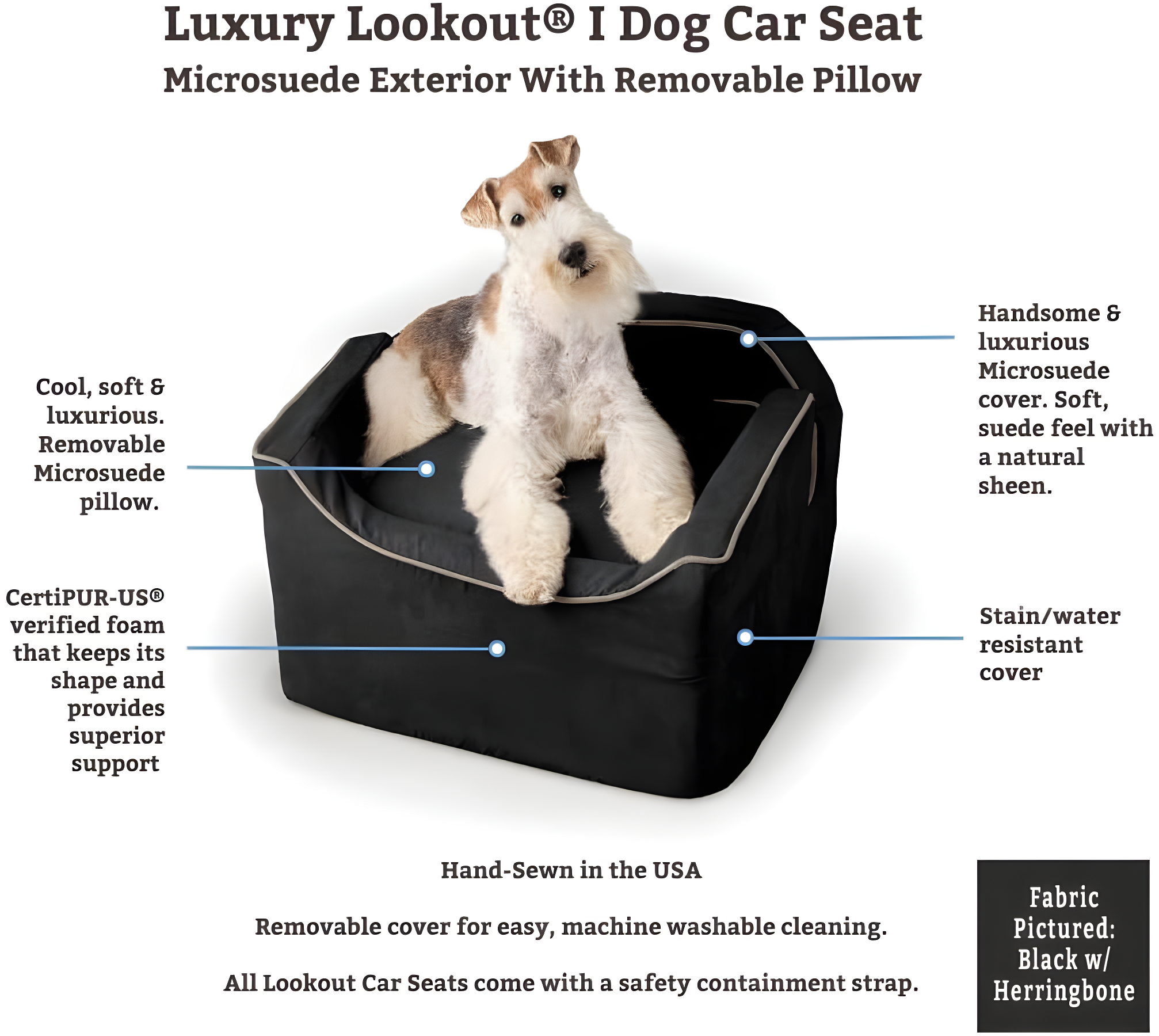 Snoozer Microsuede Lookout 1 Dog Car Seat