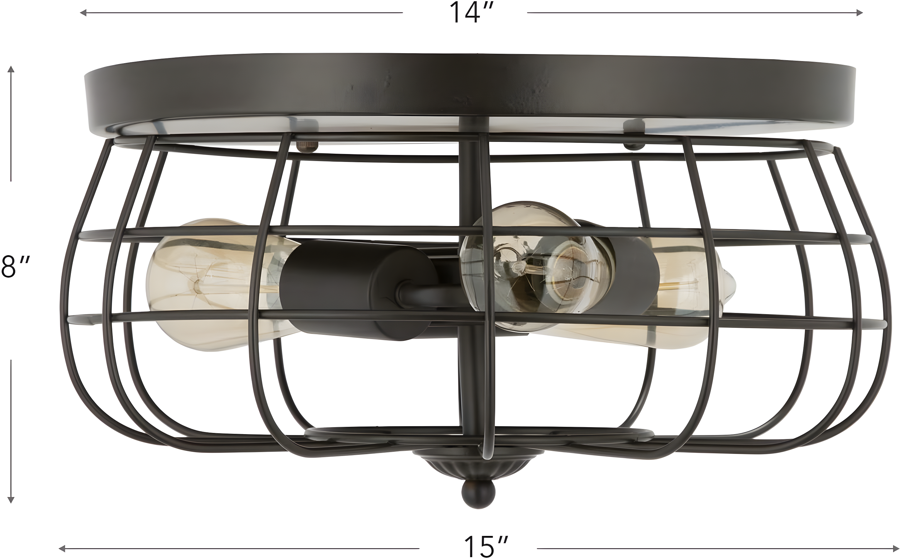 VONLUCE Flush Mount Ceiling Lights, 2-Light Hallway Ceiling Lighting Fixtures, 11 inch Farmhouse Metal Cage Ceiling Lights for Entryway Kitchen, Adjustable Lamp Holders, ETL, 2 pcs, Oil-Rubbed Bronze