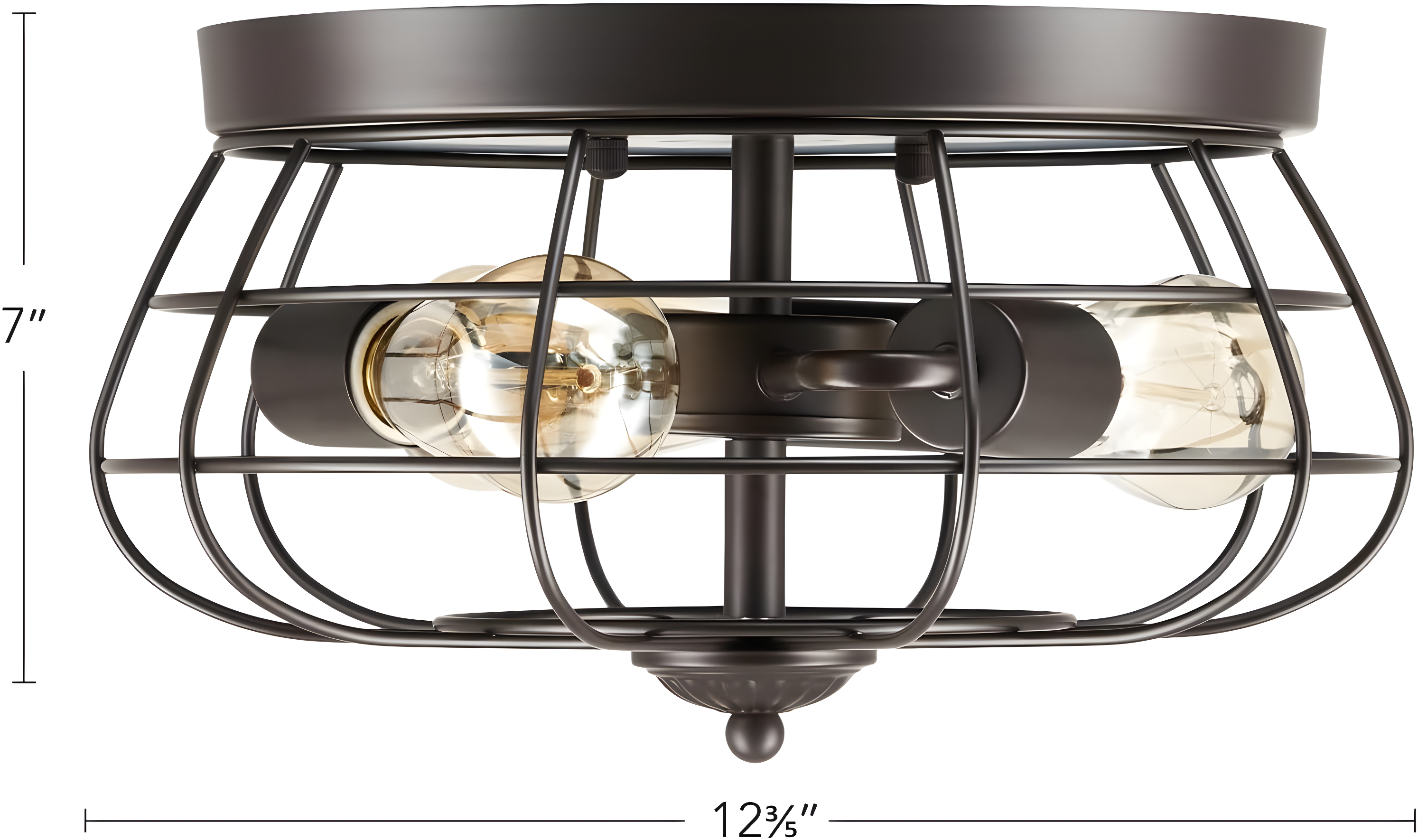VONLUCE Flush Mount Ceiling Lights, 2-Light Hallway Ceiling Lighting Fixtures, 11 inch Farmhouse Metal Cage Ceiling Lights for Entryway Kitchen, Adjustable Lamp Holders, ETL, 2 pcs, Oil-Rubbed Bronze