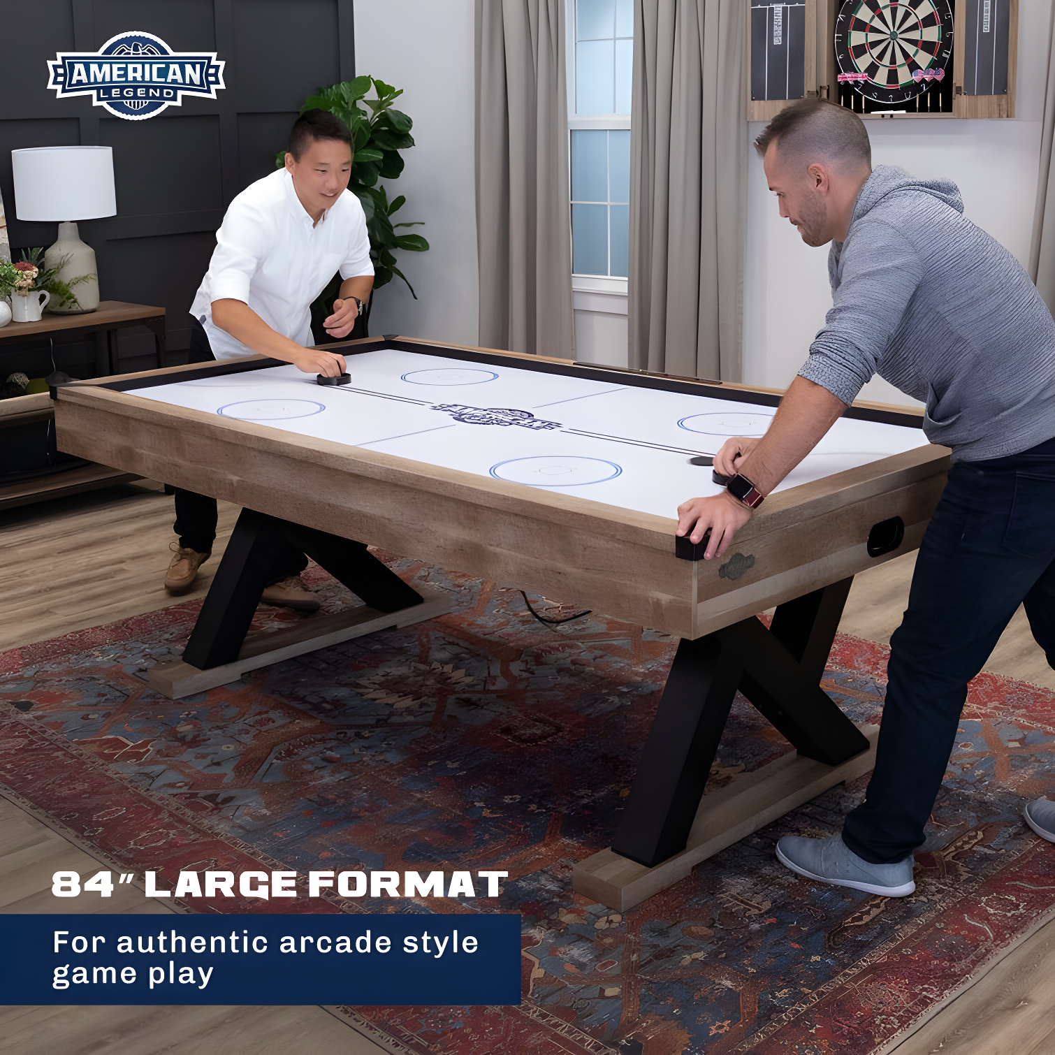 American Legend Kirkwood American Legend 84" Air Hockey Table with Rustic Wood Finish and Digital Scoreboard & Reviews | Wayfair