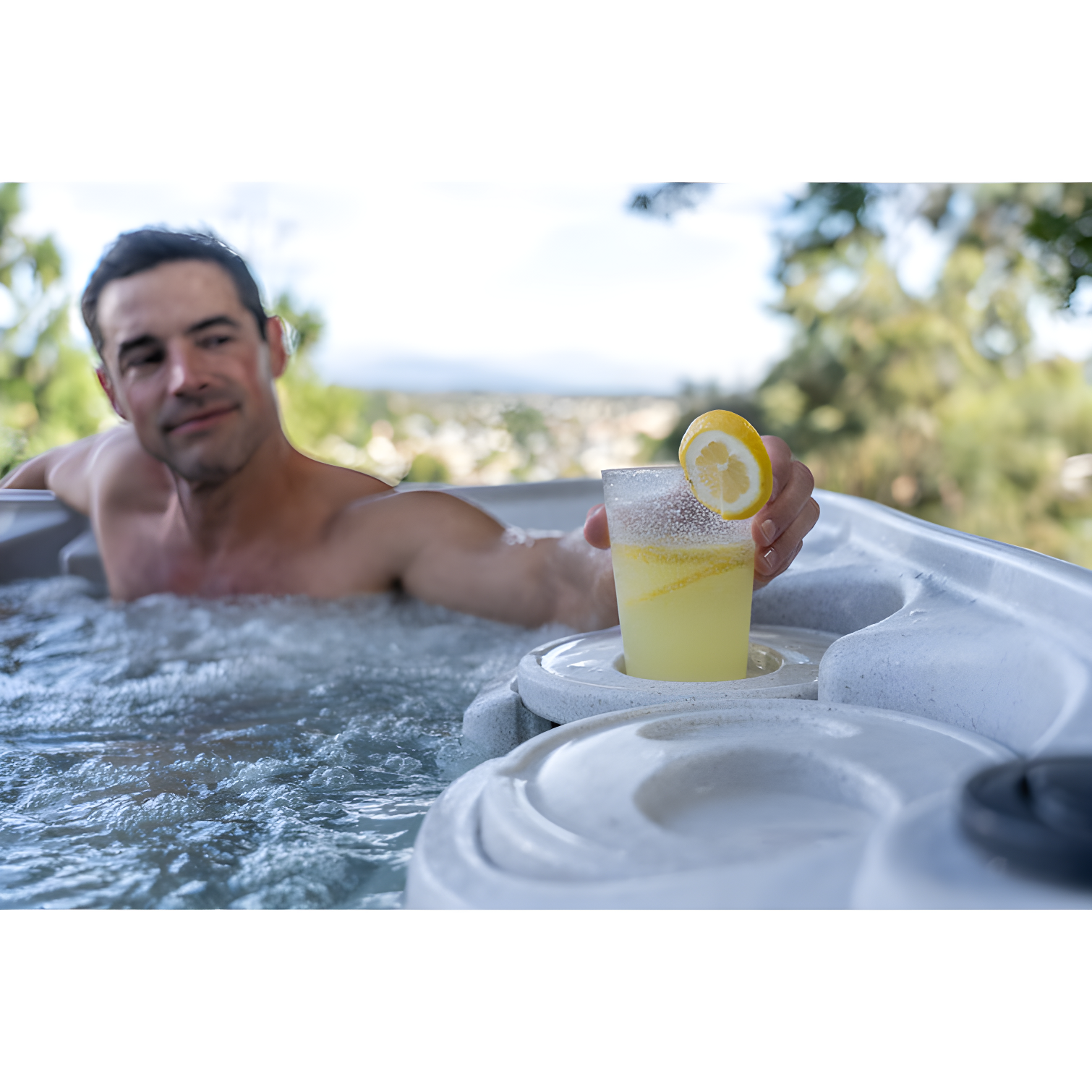 AquaRest DayDream 3500 7-Person 35-Jet Plug & Play Hot Tub with Ozonator, LED Waterfall and Stainless Steel Heater
