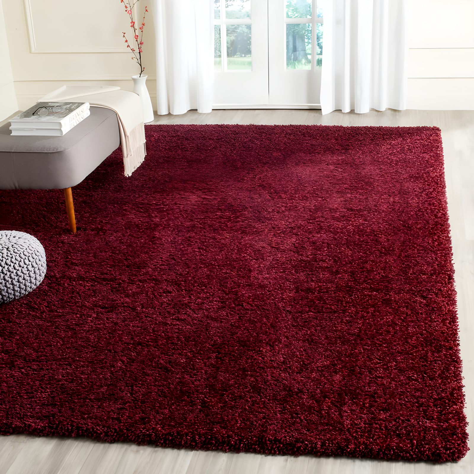 Shag SG151 Power Loomed Area Rug - Maroon - 8'6"x12' - Safavieh.