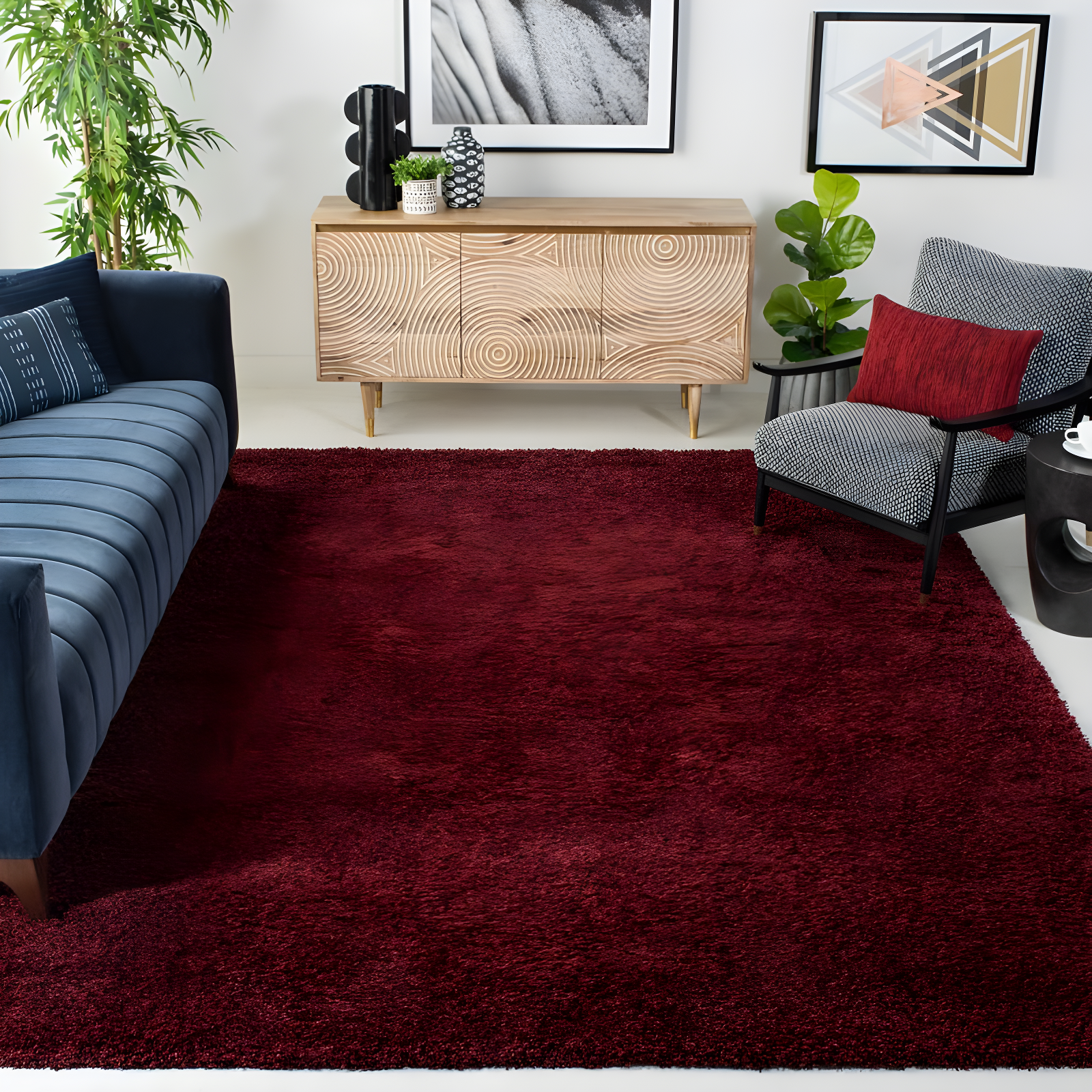Shag SG151 Power Loomed Area Rug - Maroon - 8'6"x12' - Safavieh.