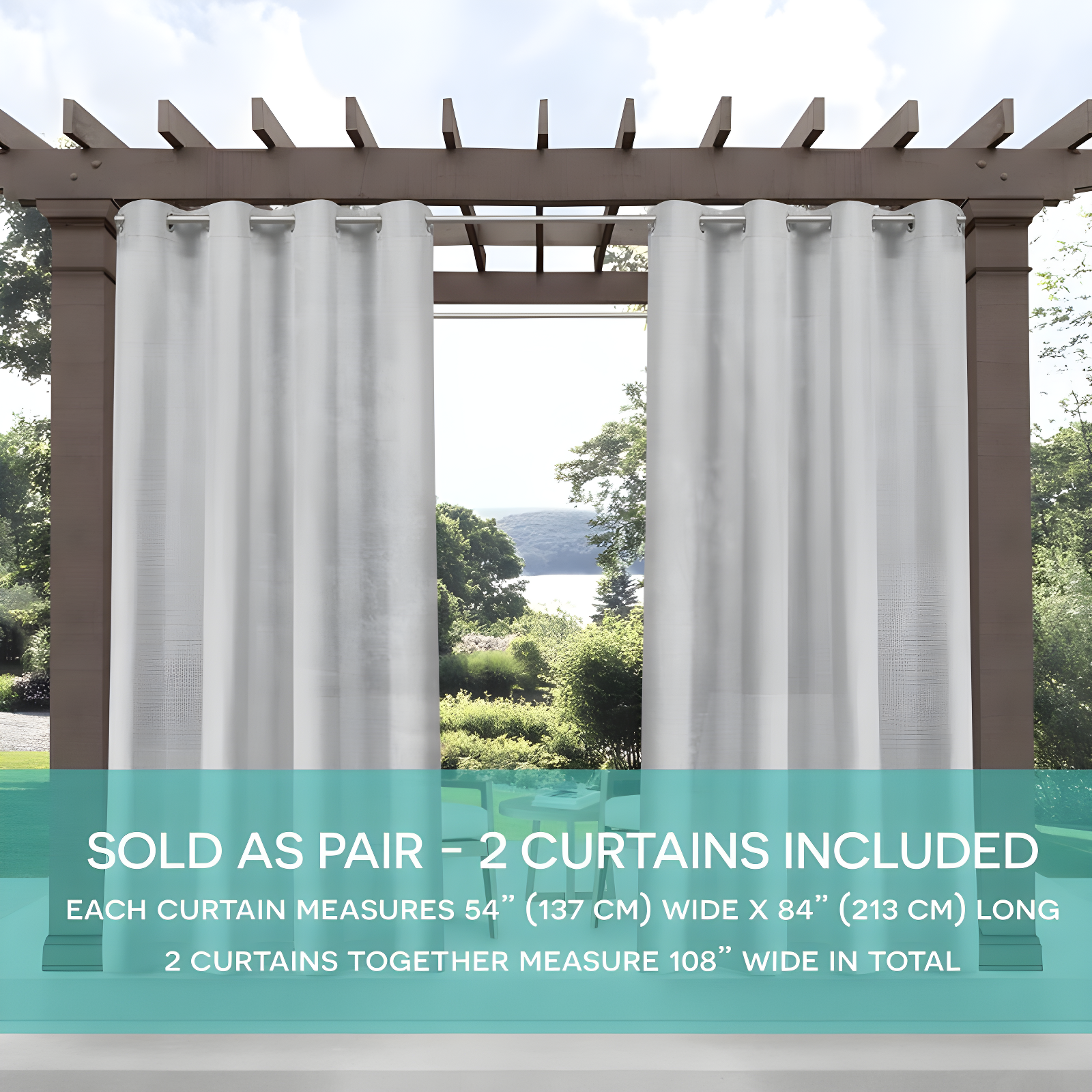 EXCLUSIVE HOME Miami Semi-Sheer Textured Indoor/Outdoor Grommet Top Curtain Panel Pair, 54"x84", Cloud Grey