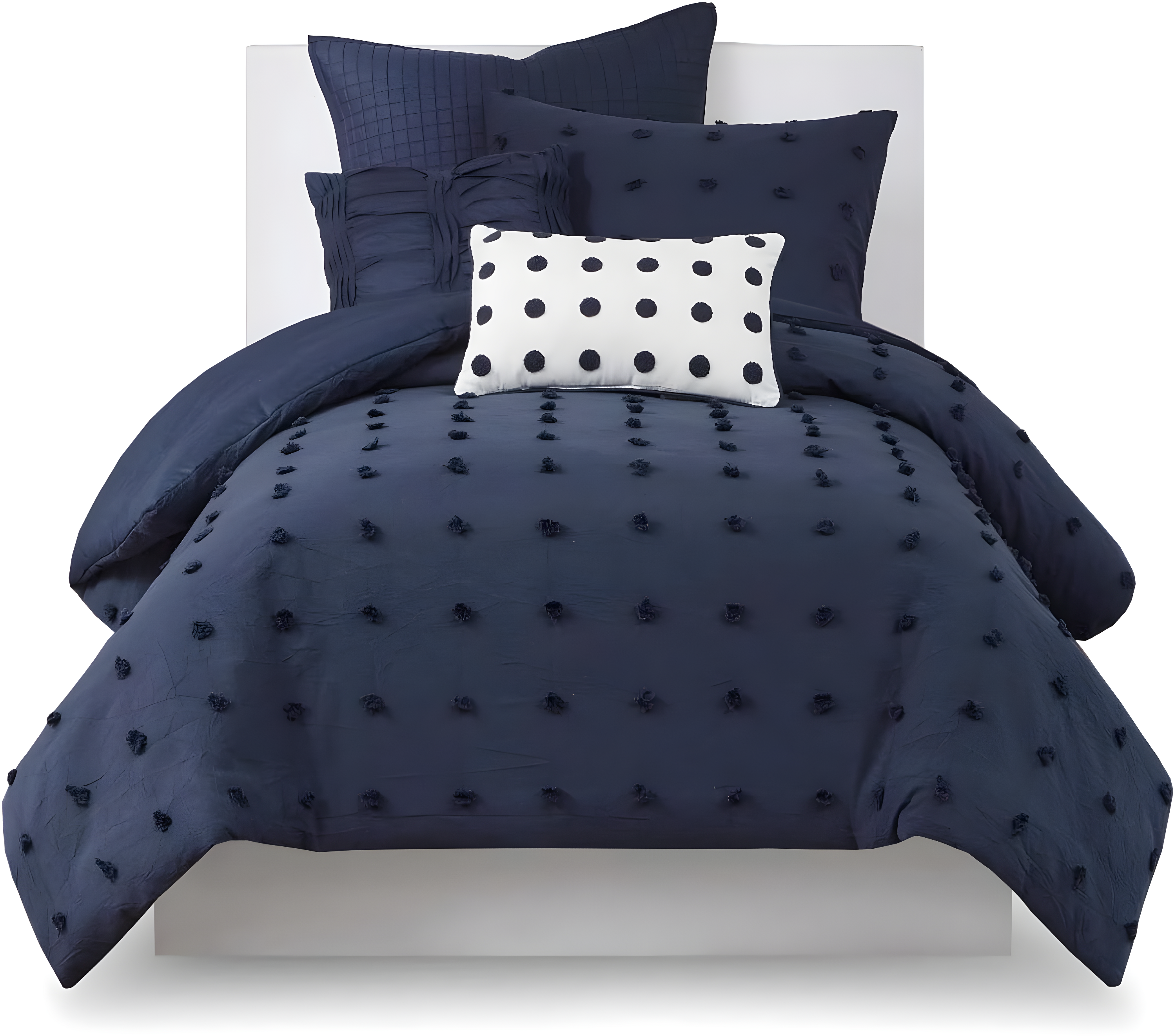 Brooklyn Cotton Jacquard Duvet Cover Set with Euro Shams and Throw Pillows