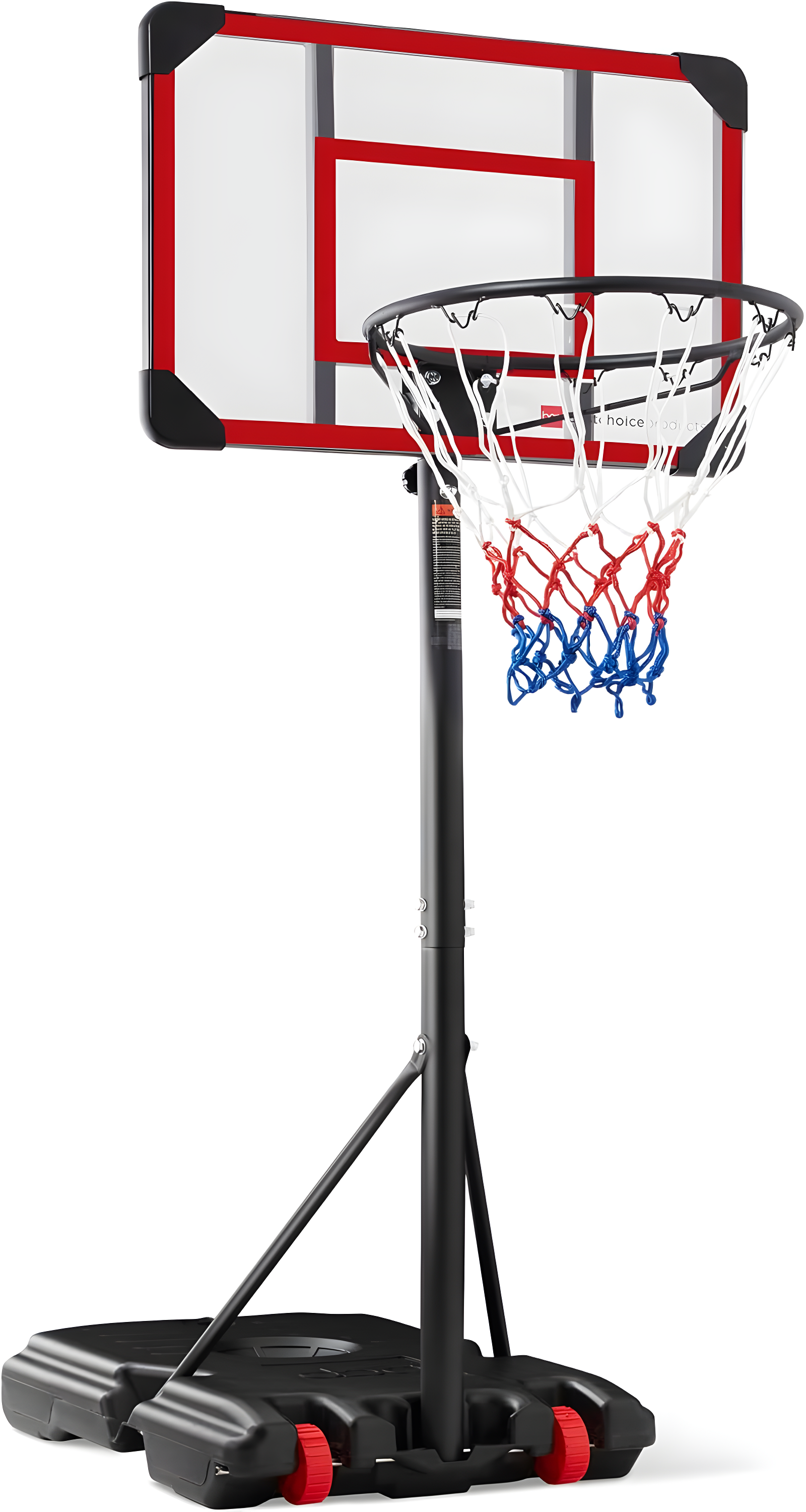Best Choice Products Kids Height-Adjustable Basketball Hoop, Portable Backboard System w/ 2 Wheels - Red/White