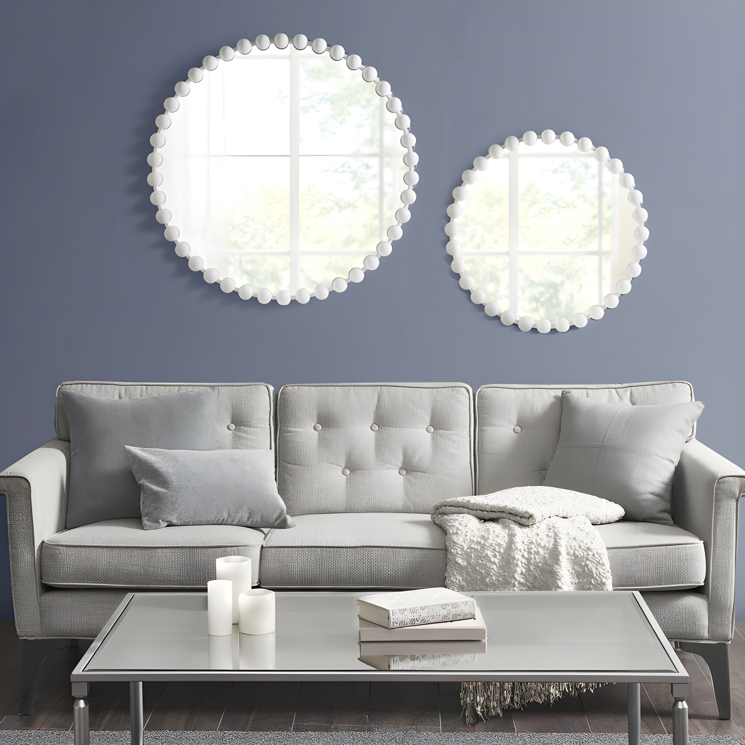 Marlowe Beaded Round Metal Wall Mirror