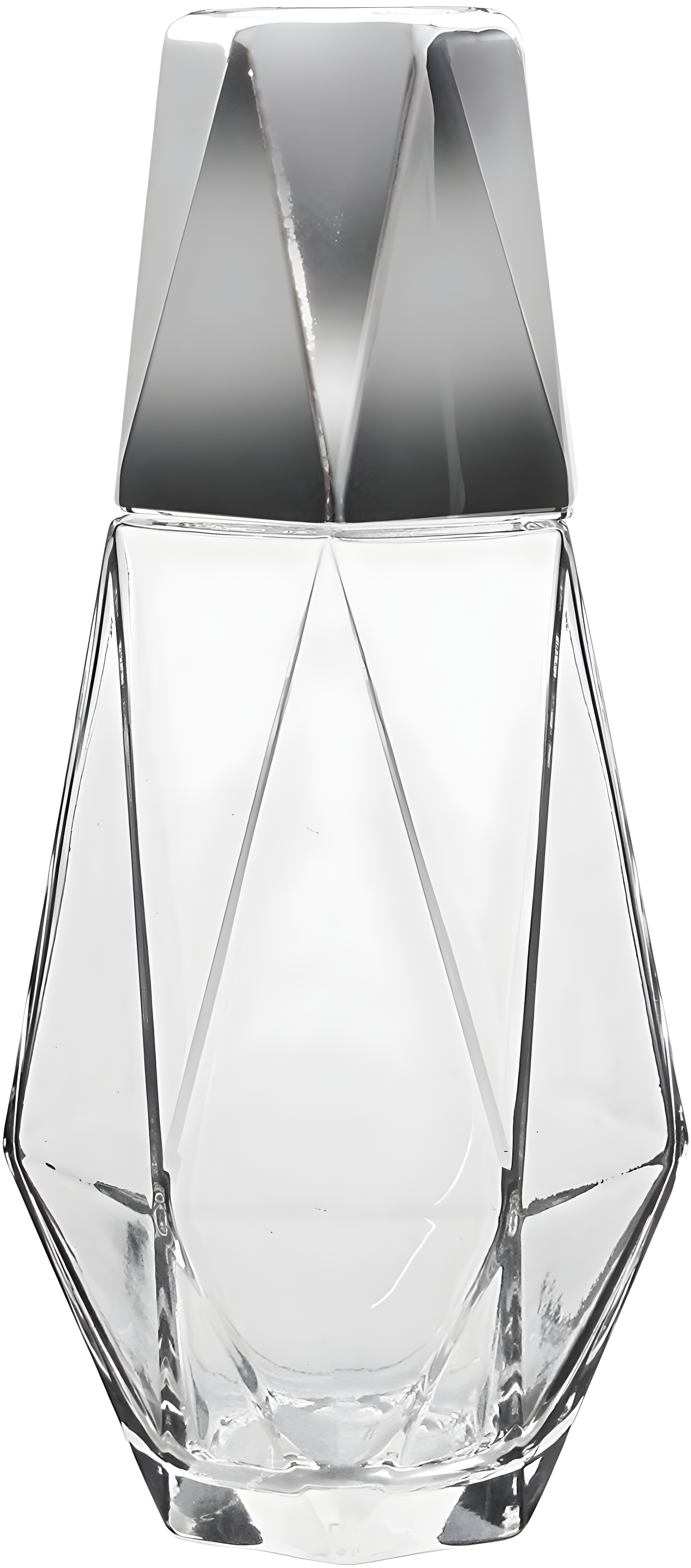 Fifth Avenue Crystal Geometric Bedside Night Water Carafe and Tumbler Lid, 2-Piece,Silver