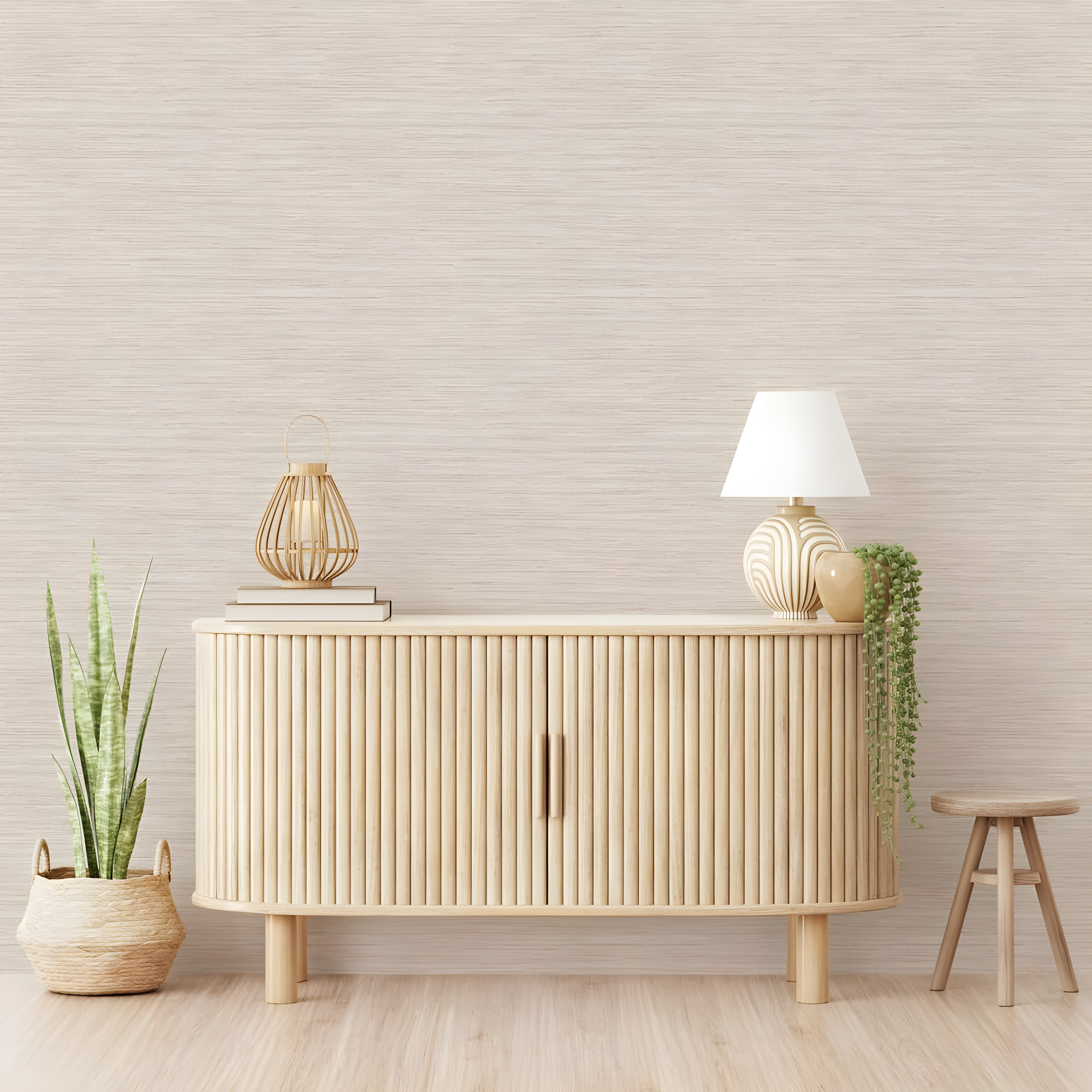 Tempaper & Co.® Faux Horizontal Grasscloth Removable Peel and Stick Wallpaper, Textured Ecru, 28 sq. ft.: Vinyl, Prepasted, Abstract Pattern