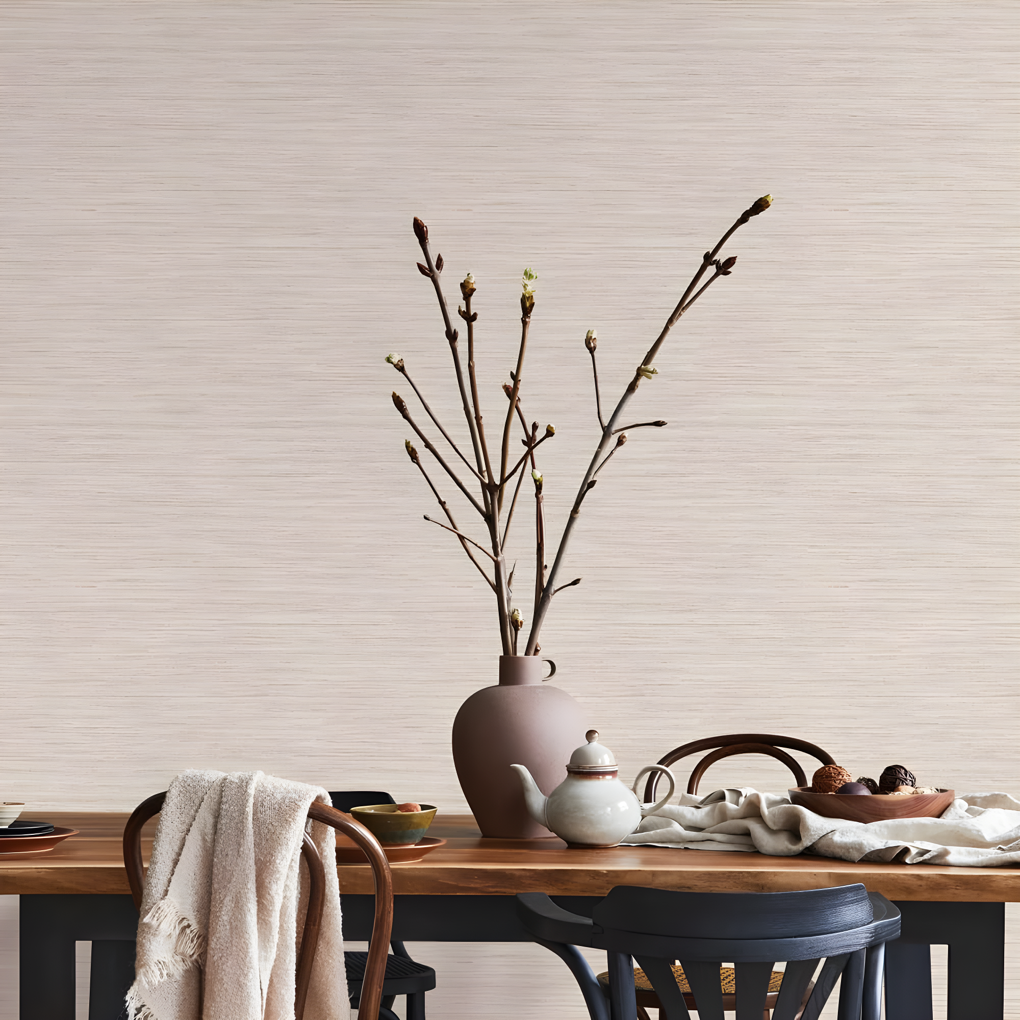 Tempaper & Co.® Faux Horizontal Grasscloth Removable Peel and Stick Wallpaper, Textured Ecru, 28 sq. ft.: Vinyl, Prepasted, Abstract Pattern