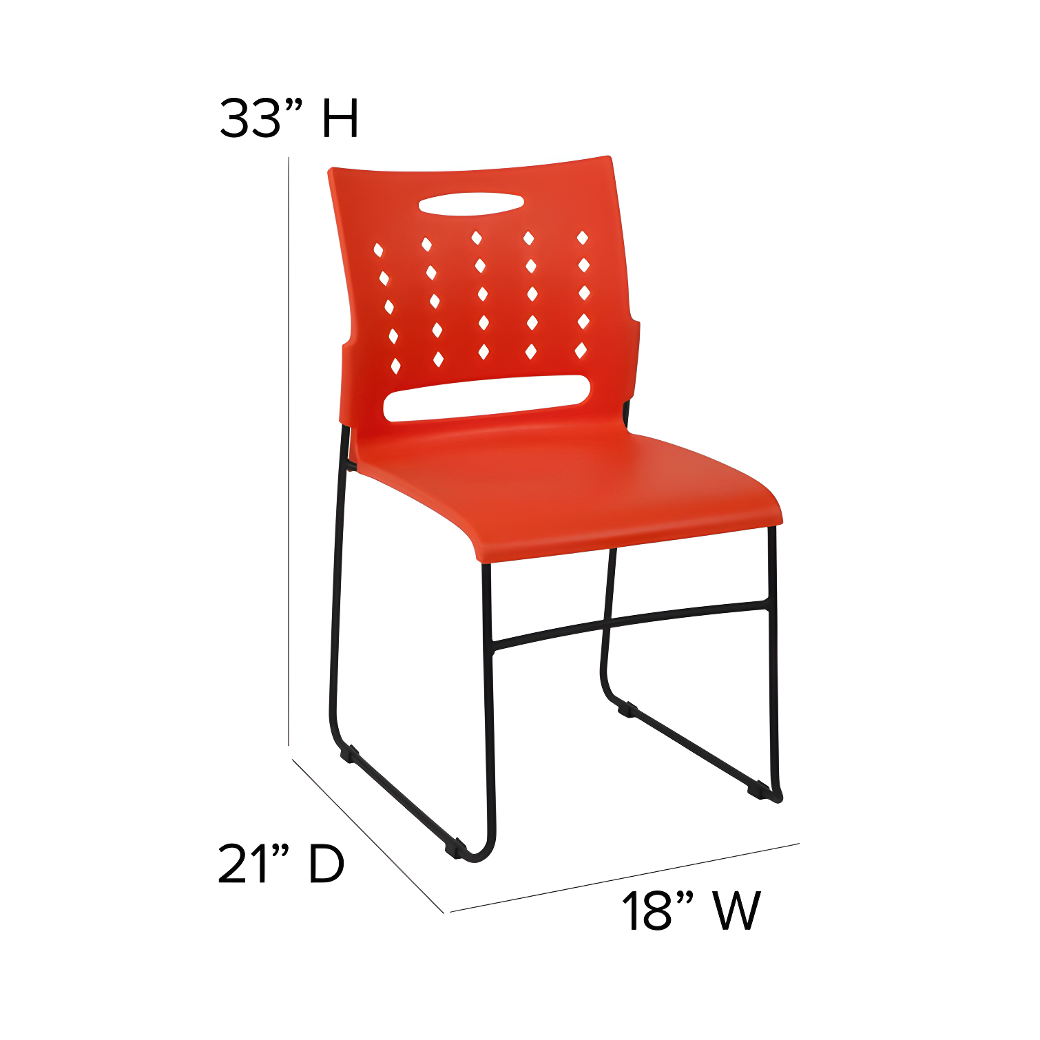 Flash Furniture 881 lb. Capacity Sled Base Stack Chair with Carry Handle and Air-Vent Back