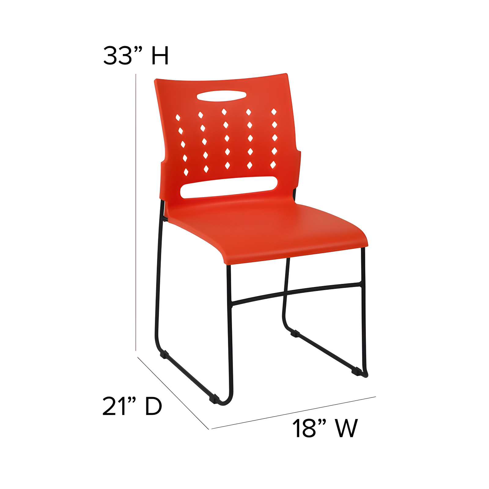 Flash Furniture 881 lb. Capacity Sled Base Stack Chair with Carry Handle and Air-Vent Back
