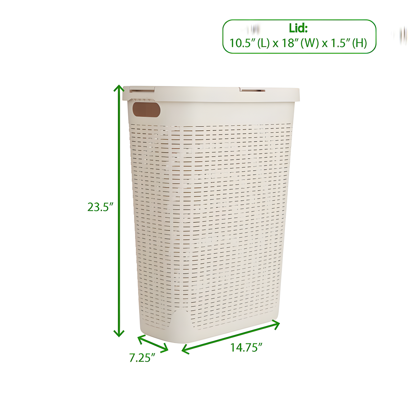Mind Reader Mind Reader 40L Slim Laundry Hamper, Clothes Basket, Lid, Wicker Design, Plastic
