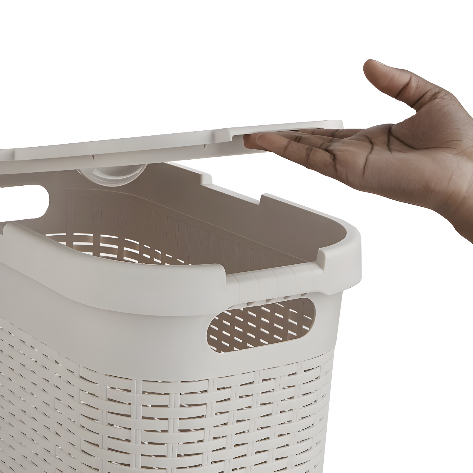 Mind Reader Mind Reader 40L Slim Laundry Hamper, Clothes Basket, Lid, Wicker Design, Plastic