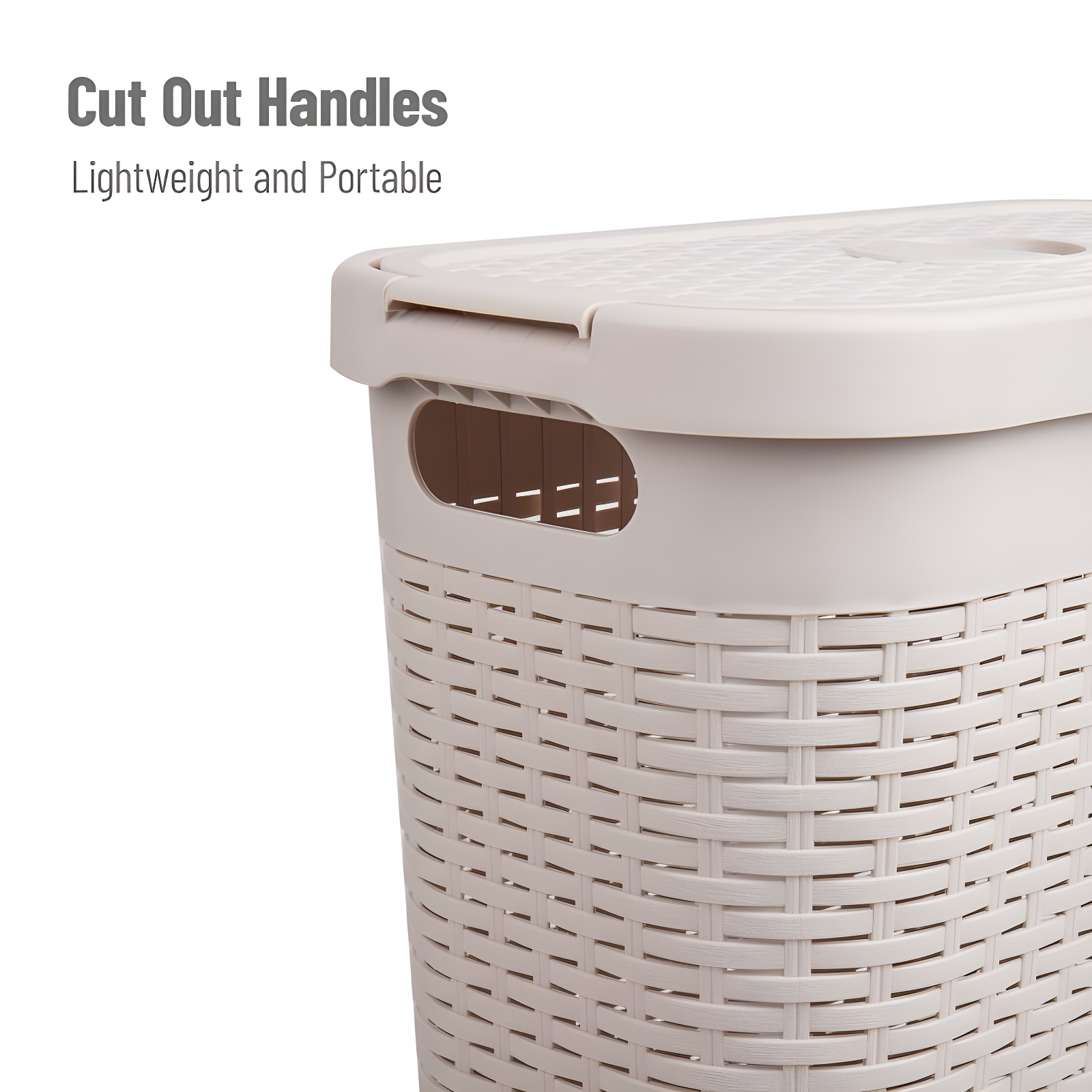 Mind Reader Mind Reader 40L Slim Laundry Hamper, Clothes Basket, Lid, Wicker Design, Plastic
