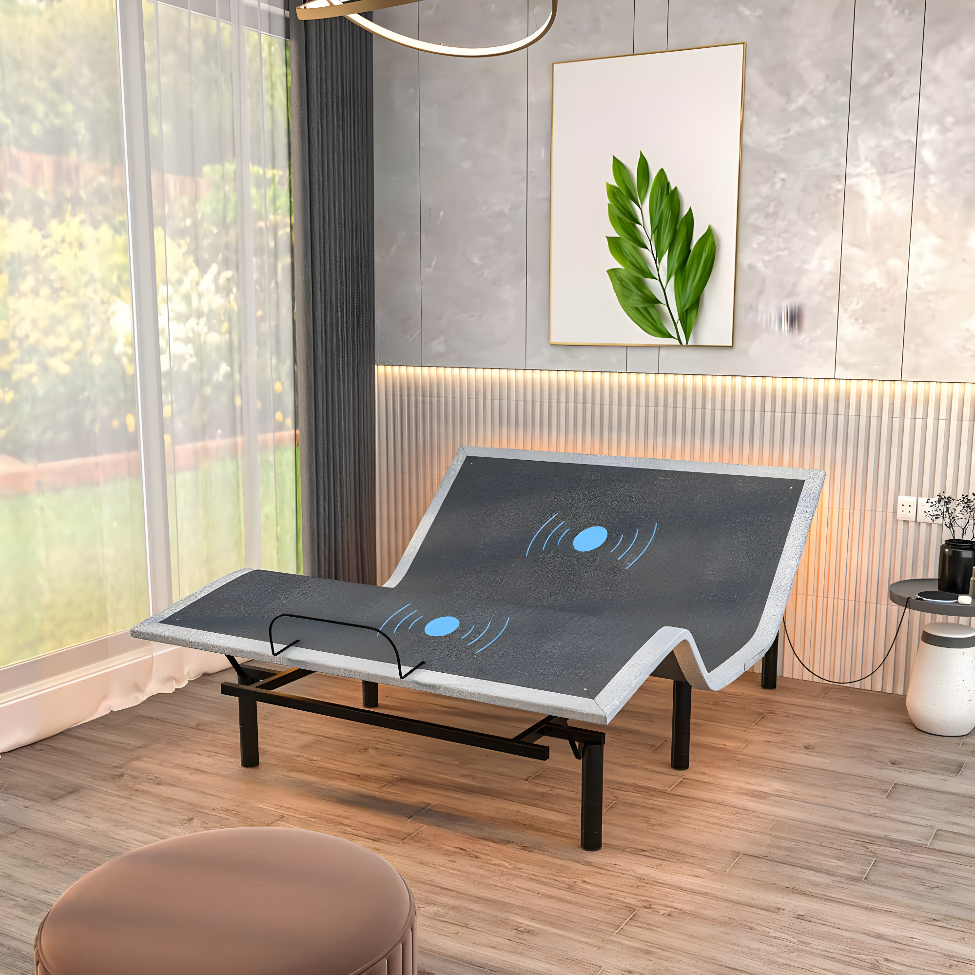 Renanim Serenityflex Adjustable Bed Frame with Electric Dual Massage - USB, Under Bed Light, Zero Gravity, App Control, Head and Foot Incline, Reclining Base Full