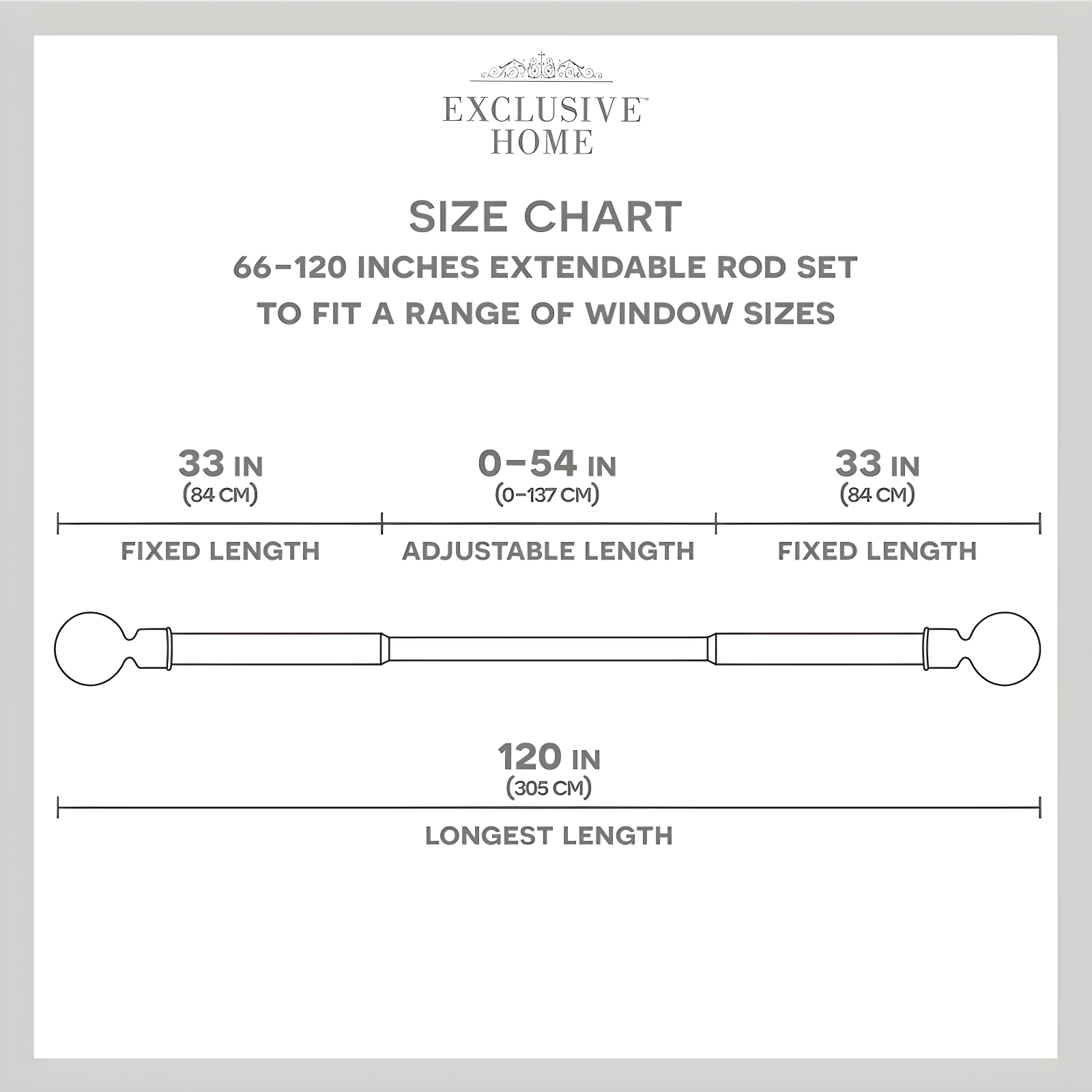Amalgamated Textiles Exclusive Home Lancelot 1" Window Curtain Rod and Finial Set, Adjustable