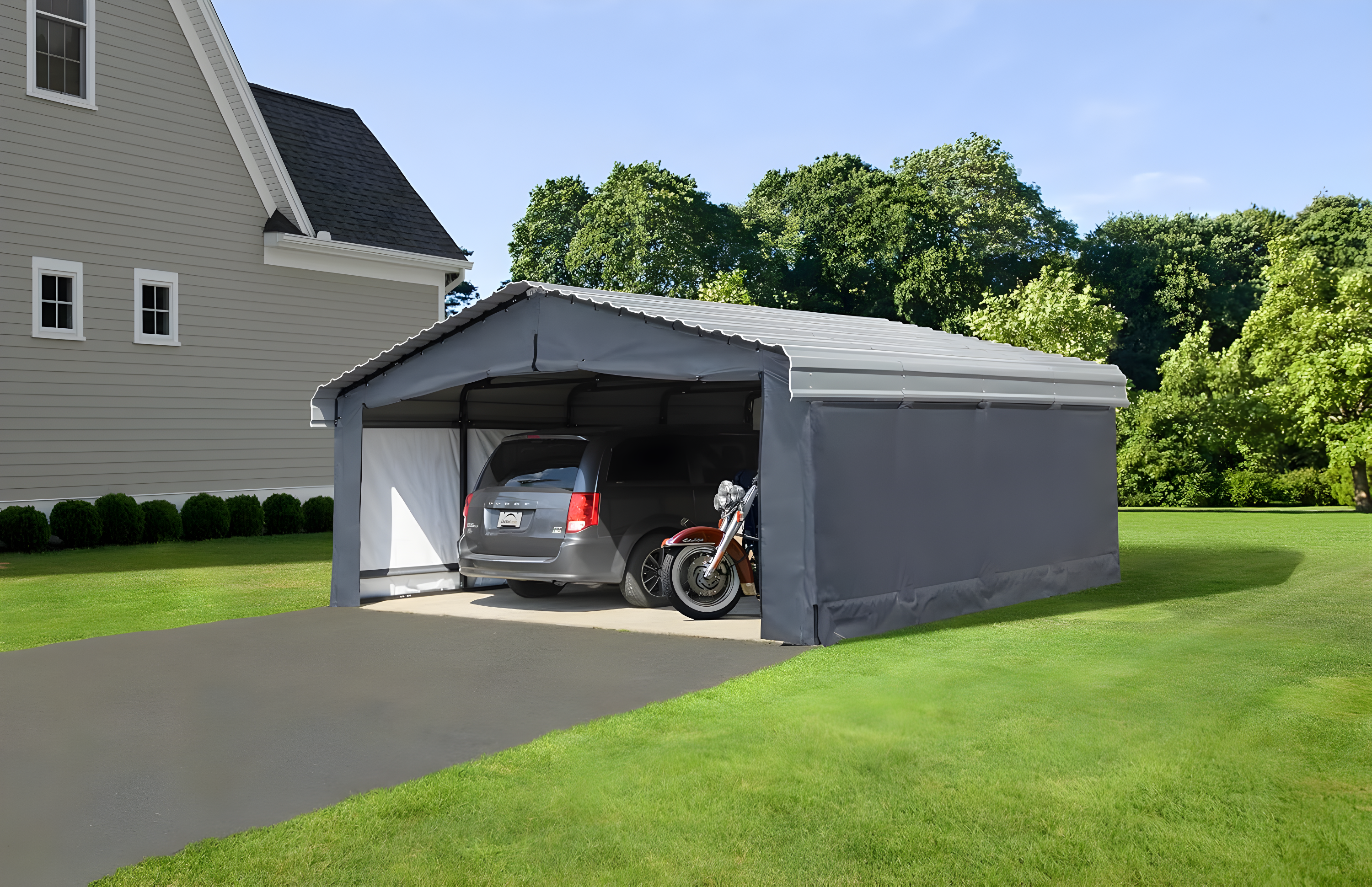 Arrow Carports Enclosure Kit for Galvanized Steel Carport, Fabric Carport Wall Panels, 20' x 20' x 7'