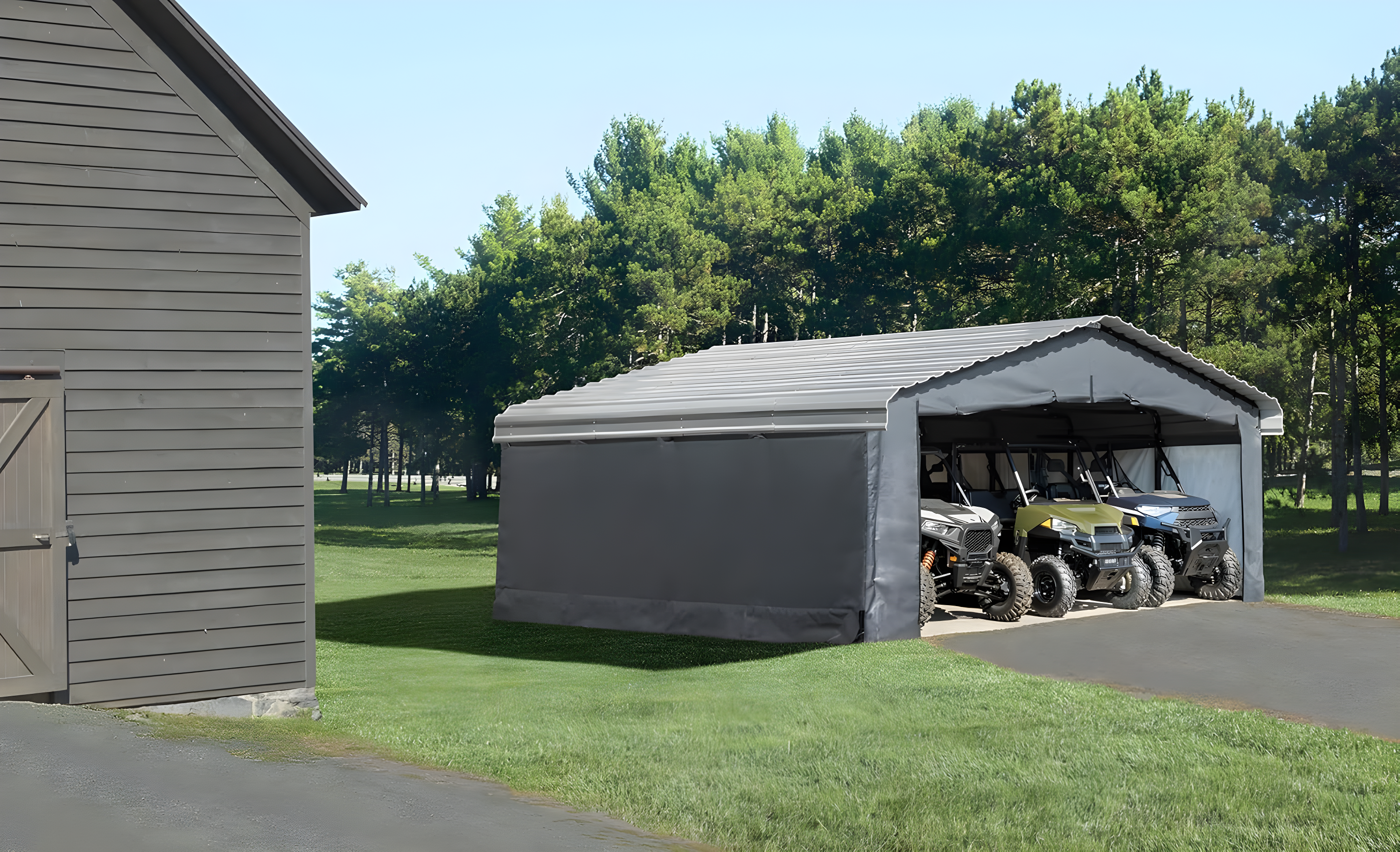 Arrow Carports Enclosure Kit for Galvanized Steel Carport, Fabric Carport Wall Panels, 20' x 20' x 7'