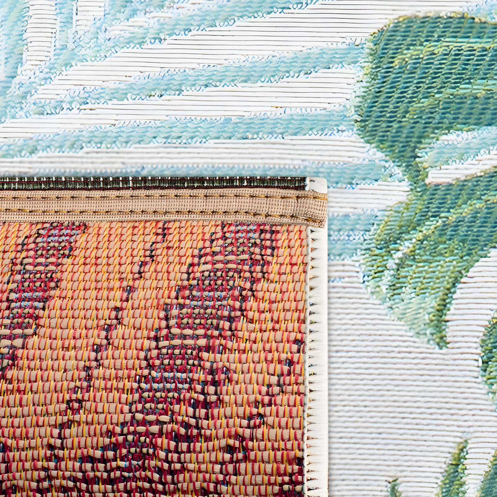 Barbados BAR592 Power Loomed Indoor/Outdoor Area Rug - Green/Teal - 5'3"x7'6" - Safavieh.
