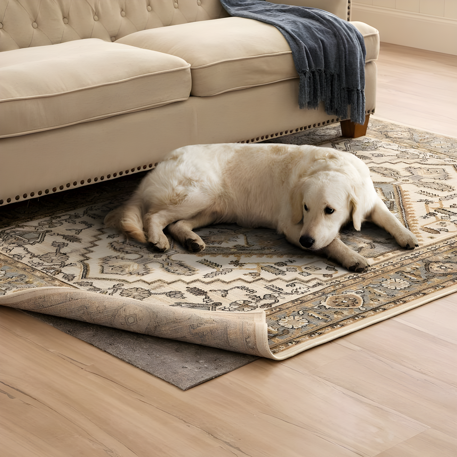 8'x10' Reversible Pet Proof Rug Pad Gray - Karastan: Skid-Resistant Rectangle Carpet Pad, Polyester, Latex Backing