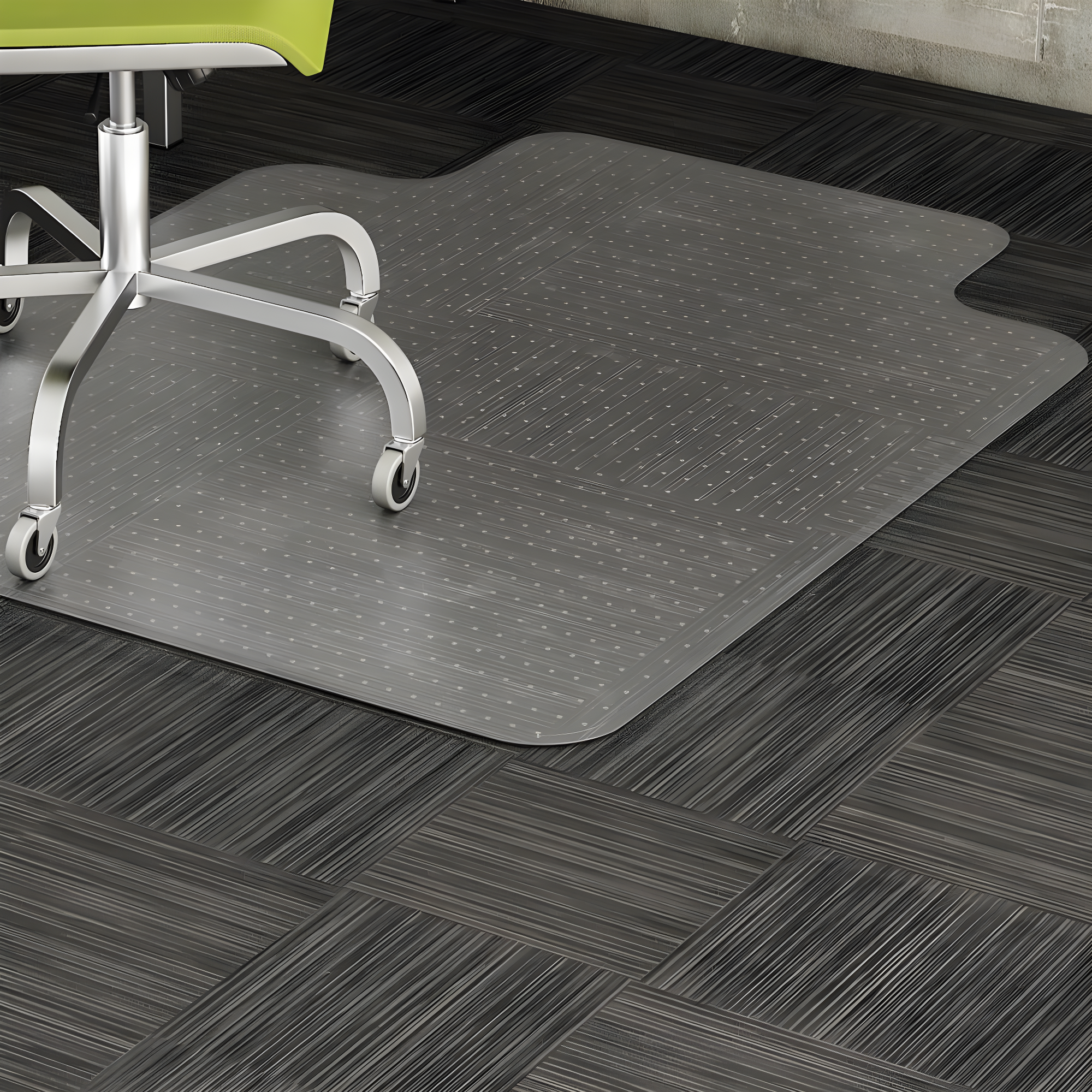 Lorell - Standard Lip Low-pile Chairmat - Carpeted Floor - Lip Size 10" - Vinyl - Clear - 48"