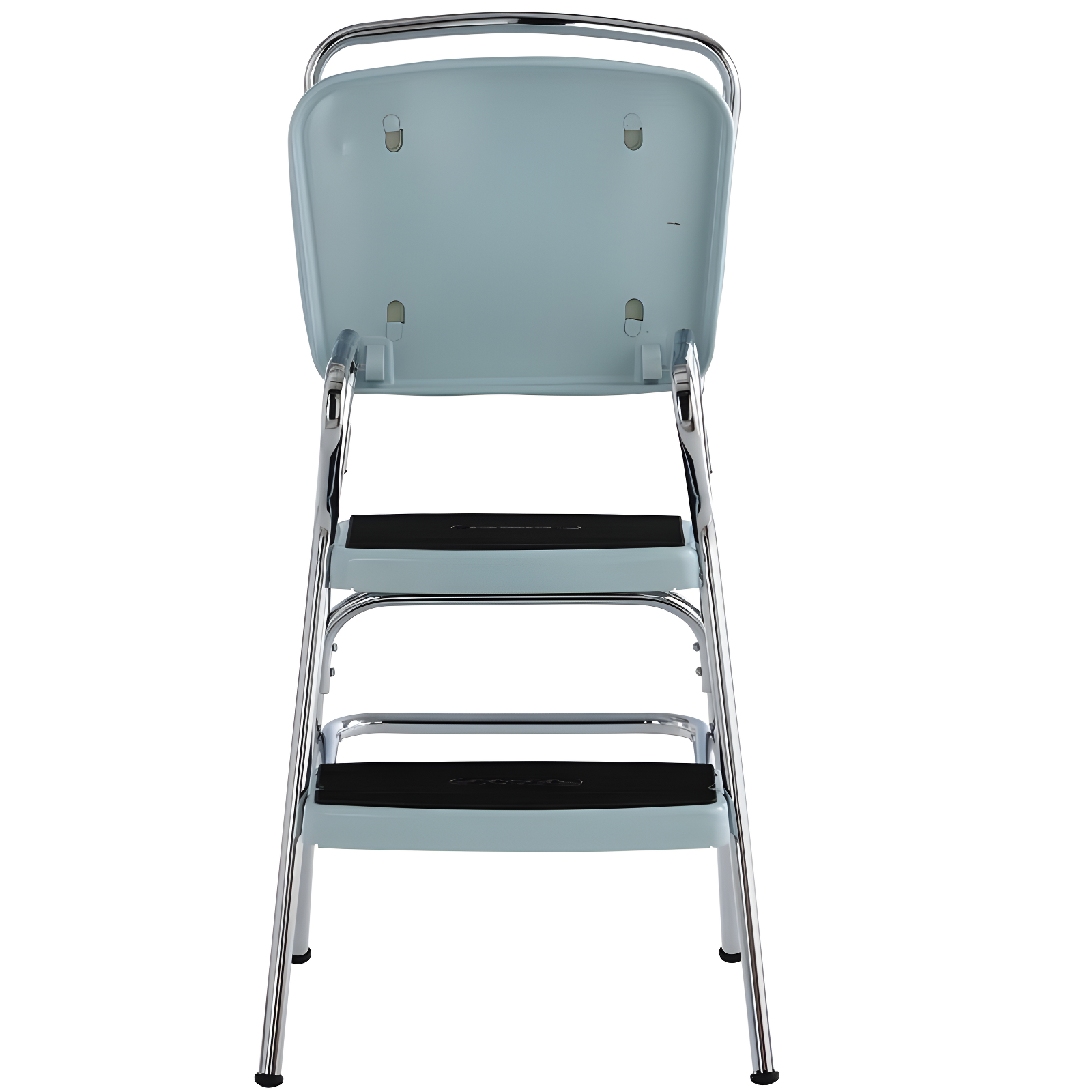 Stylaire Steel Retro Chair + Step Stool with Flip-Up Vinyl Seat