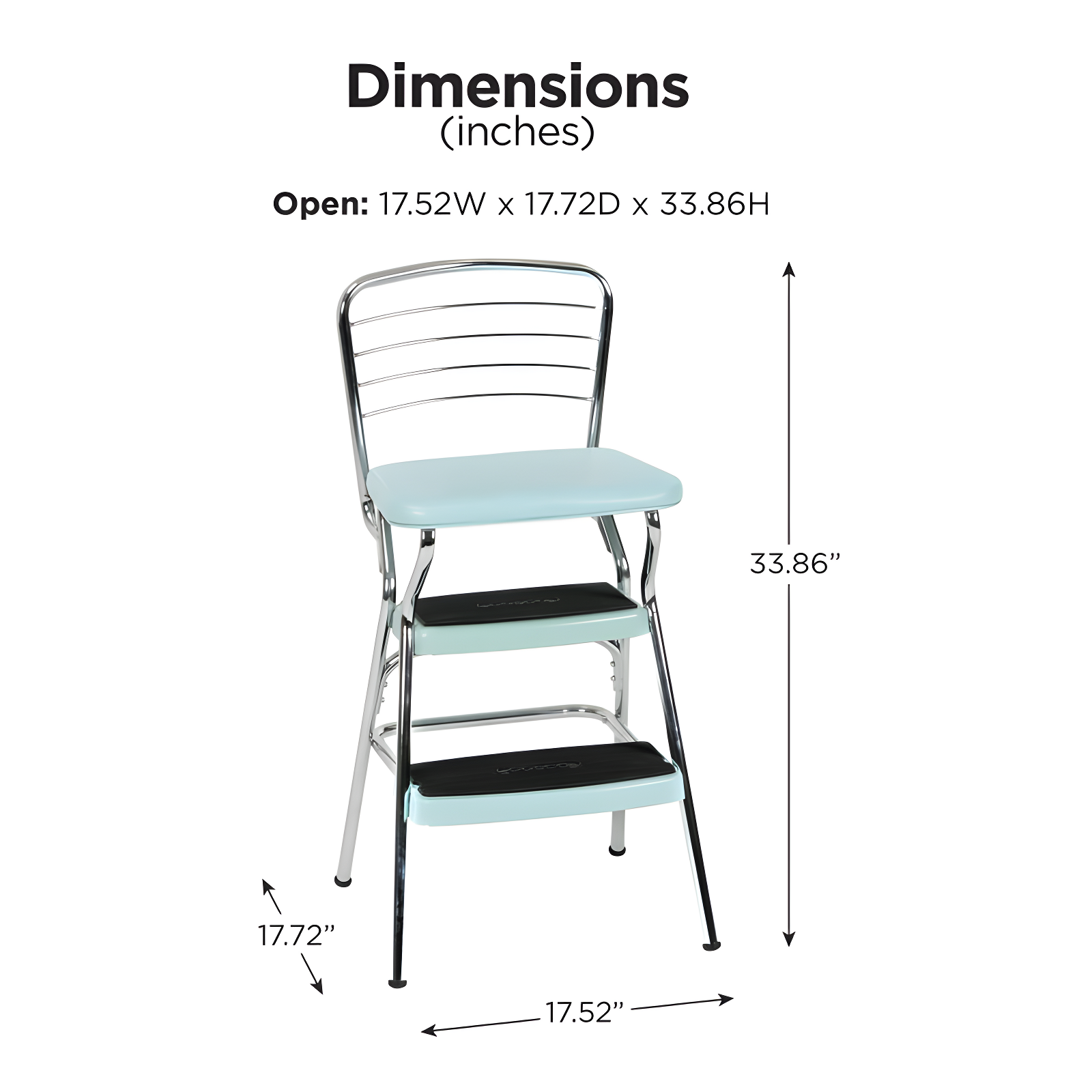 Stylaire Steel Retro Chair + Step Stool with Flip-Up Vinyl Seat