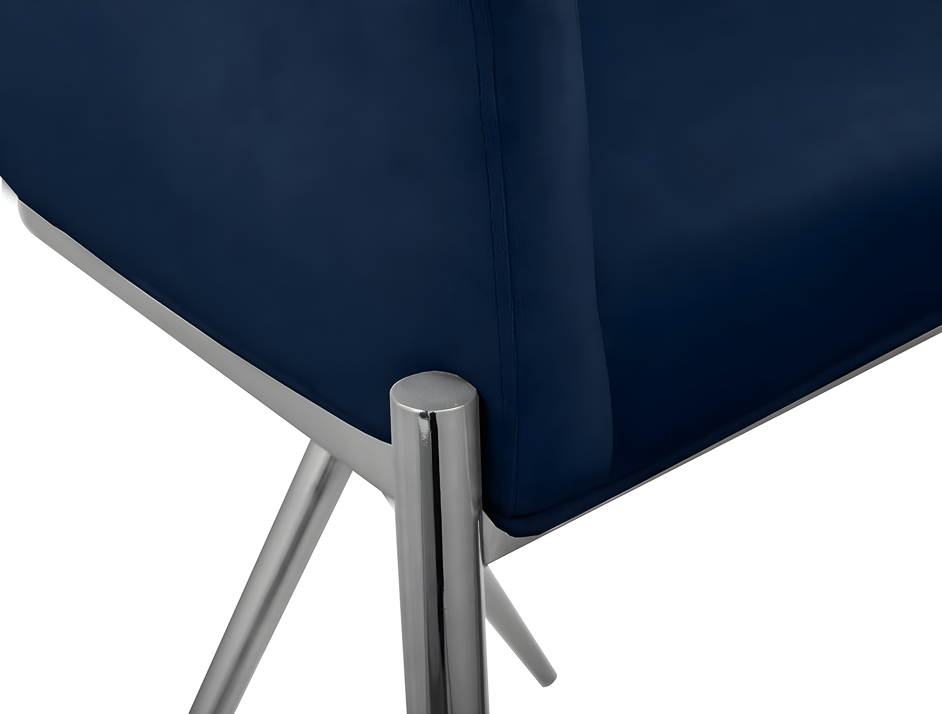 Xavier Navy Velvet Counter Stool with Chrome Metal Legs