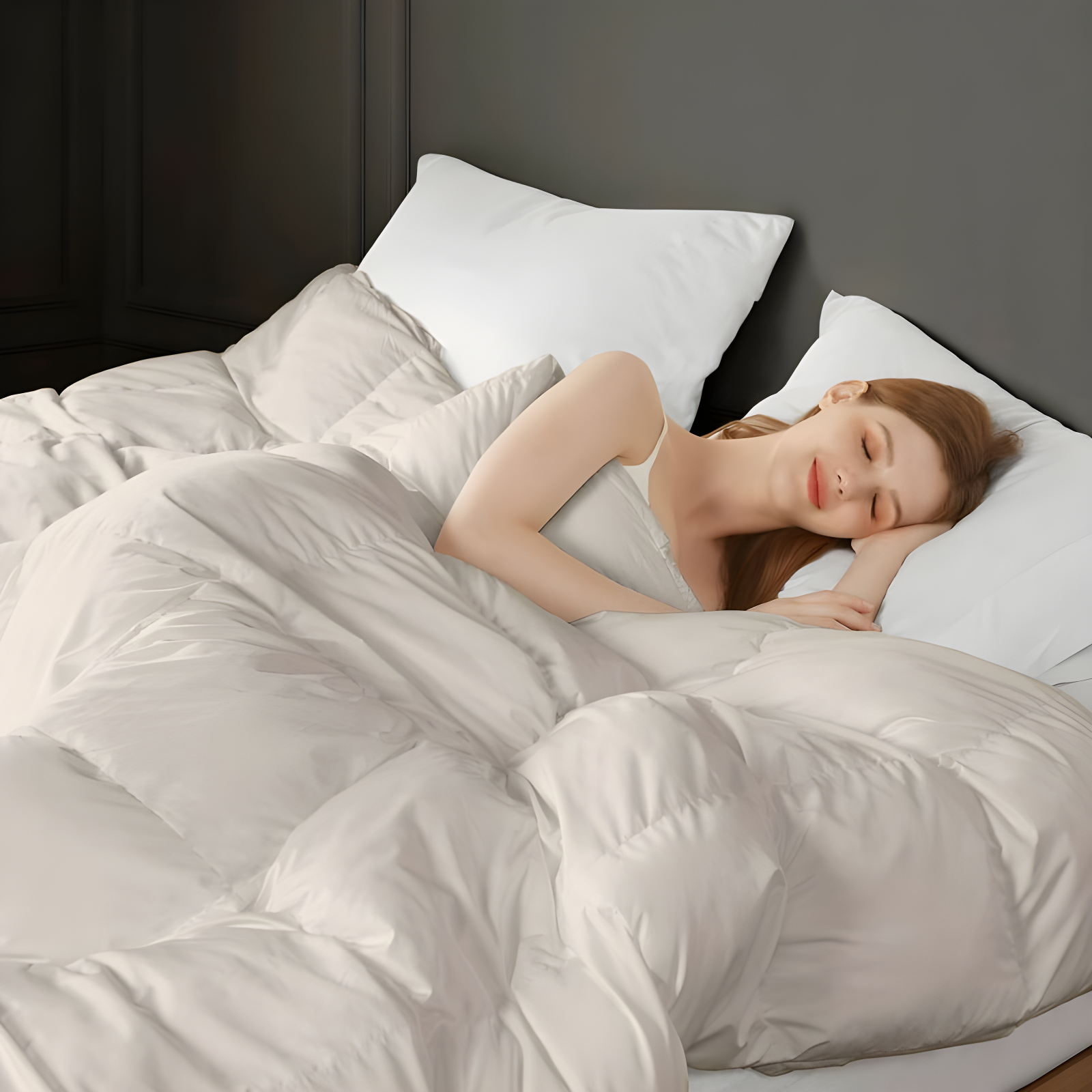 Madison Park King/California King Stay Puffed Overfilled Down Alternative Comforter Tan: Microfiber, Quilted, OEKO-TEX Certified