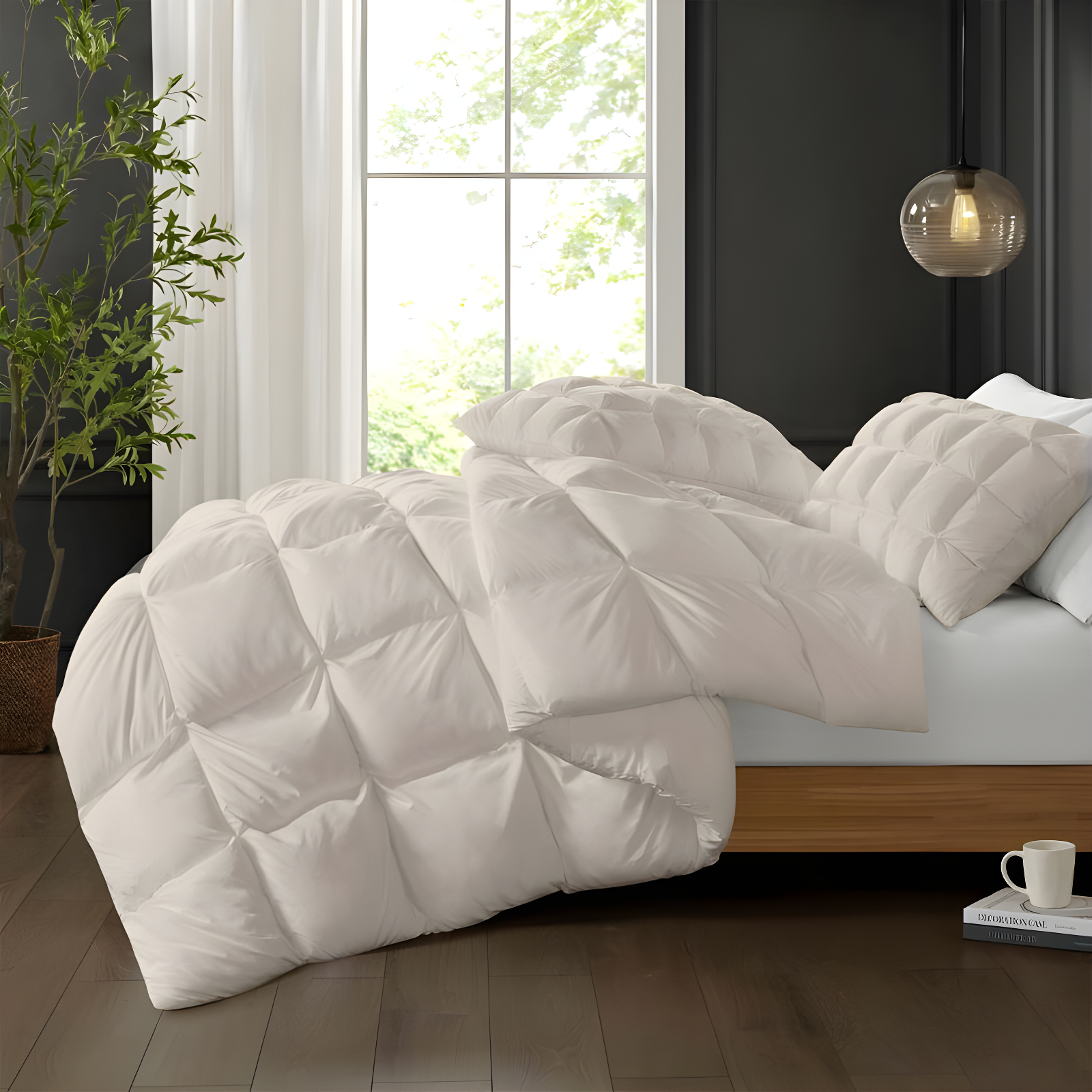 Madison Park King/California King Stay Puffed Overfilled Down Alternative Comforter Tan: Microfiber, Quilted, OEKO-TEX Certified