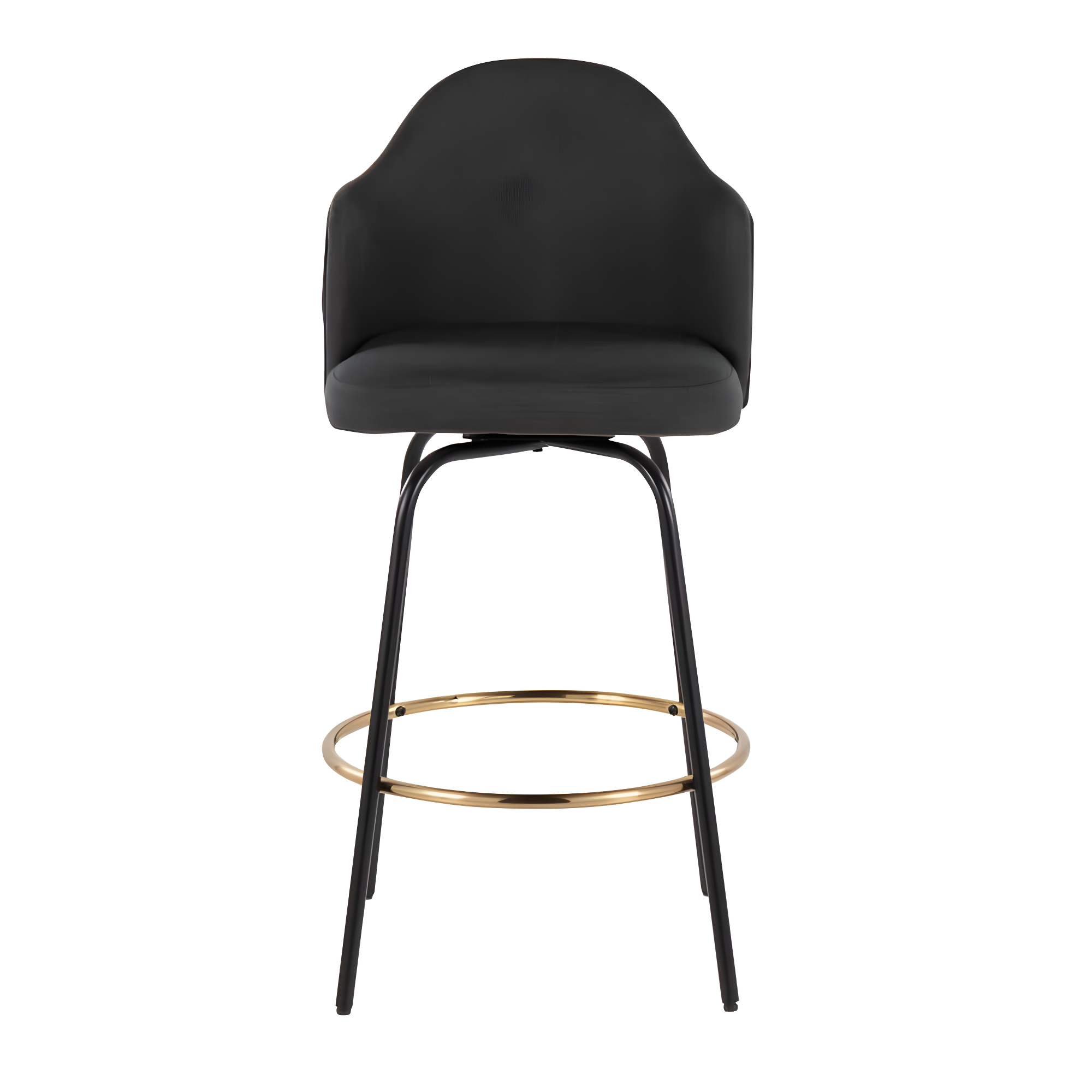 Dark Gray Swivel Wood and Metal Bar Stool