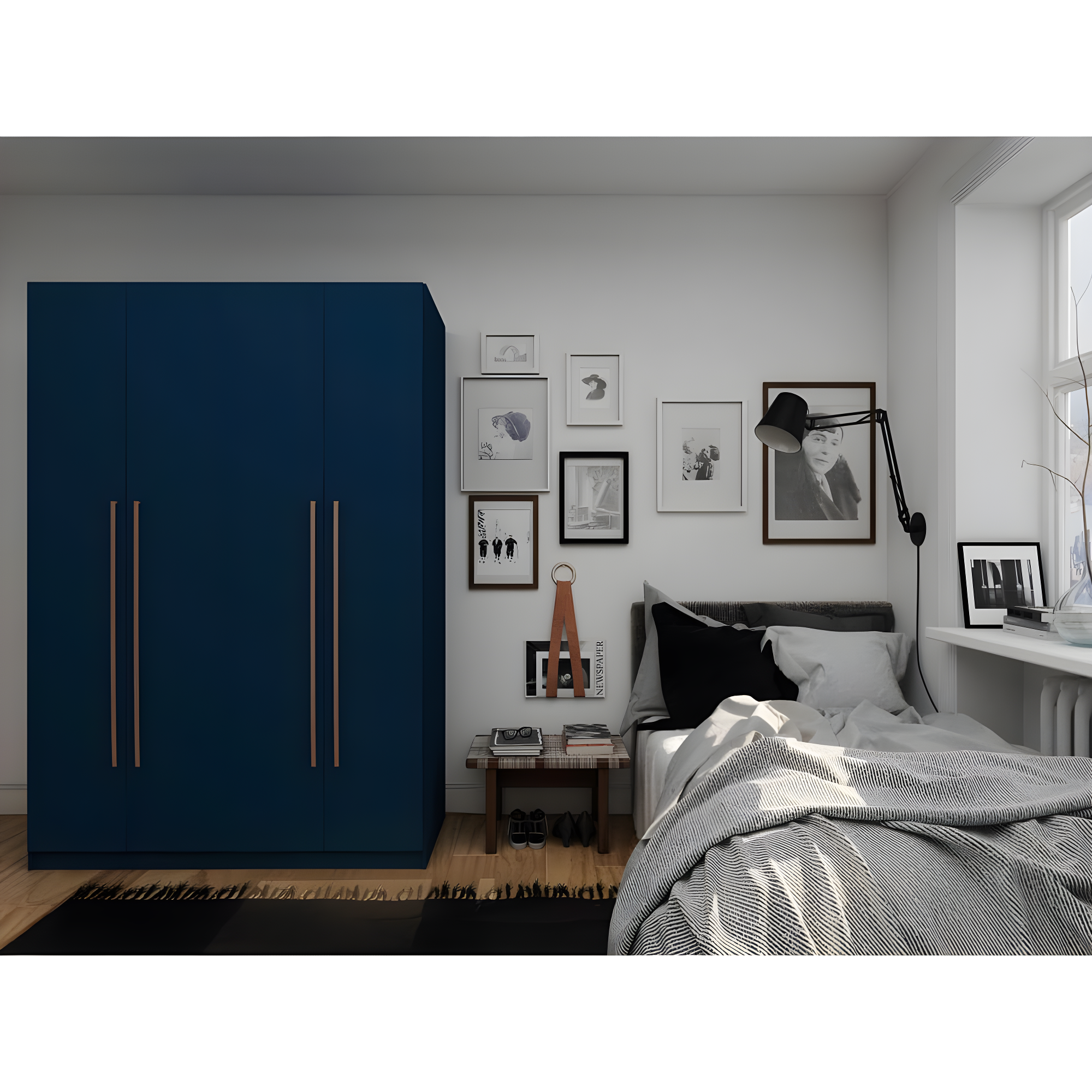 Manhattan Comfort Gramercy 2-Sectional Wood Wardrobe Armoire Closet in Blue