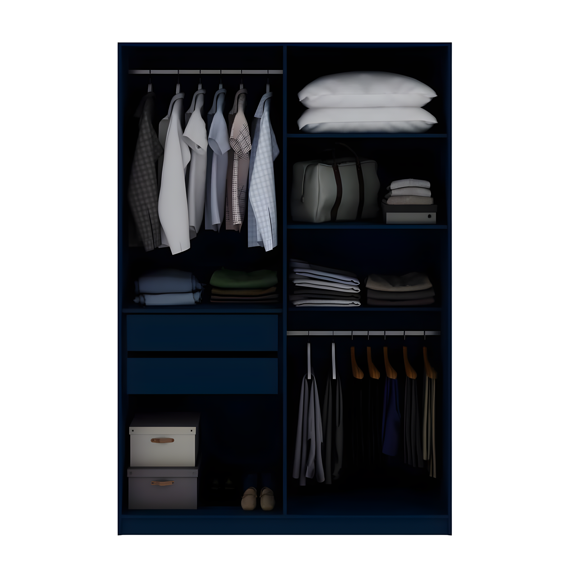 Manhattan Comfort Gramercy 2-Sectional Wood Wardrobe Armoire Closet in Blue