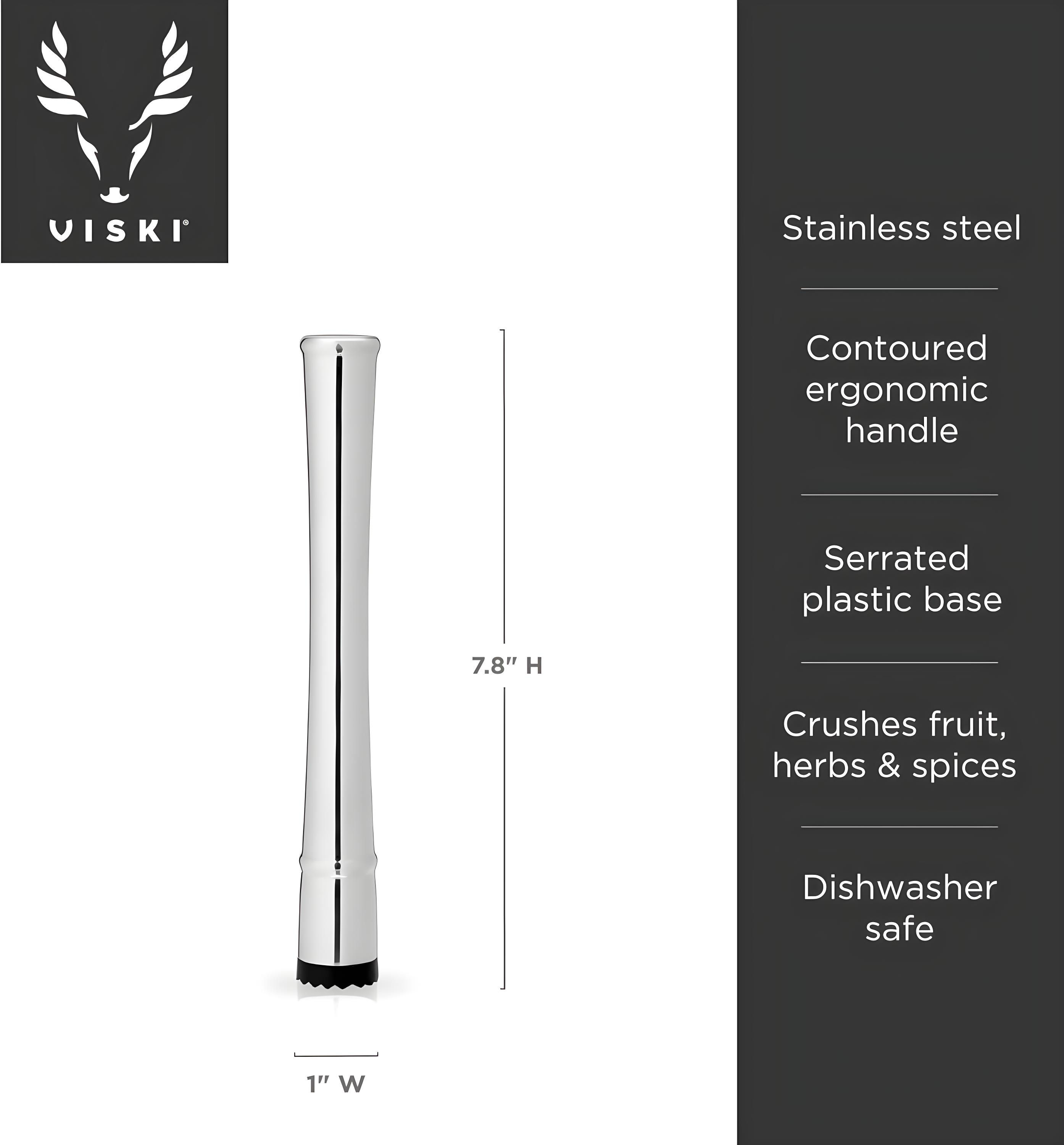 Viski Stainless Steel Muddler