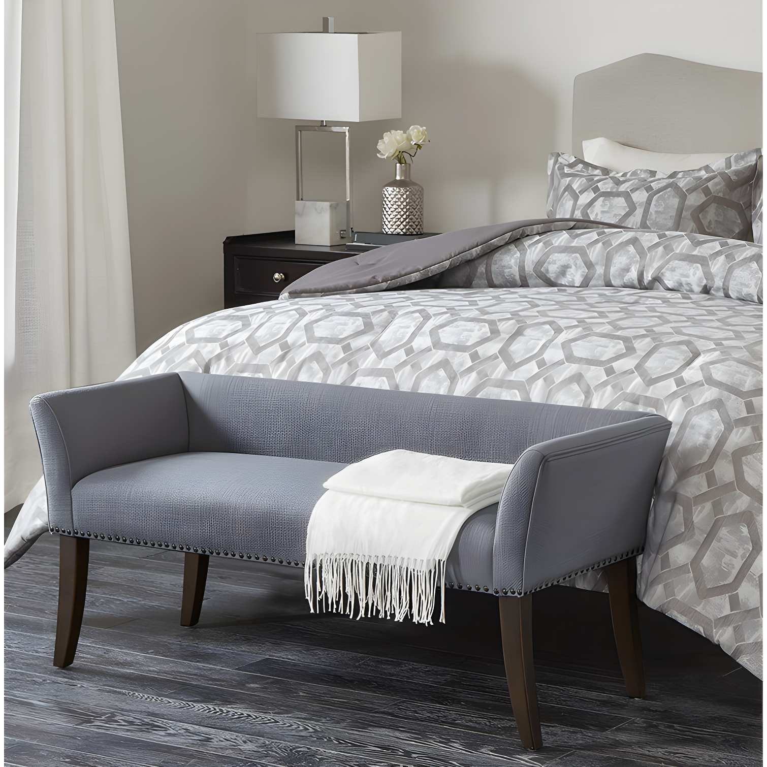 GZMWON 1 Polyester Upholstered Bench Bedroom Bench Modern Bench Accent Bench