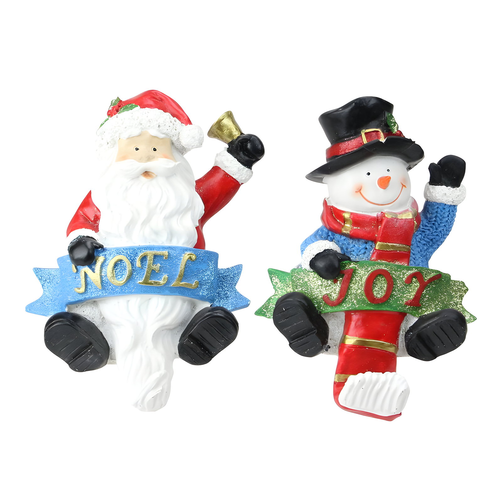 The Holiday Aisle® 2 Piece Glittered Santa and Snowman Stocking Holder Set