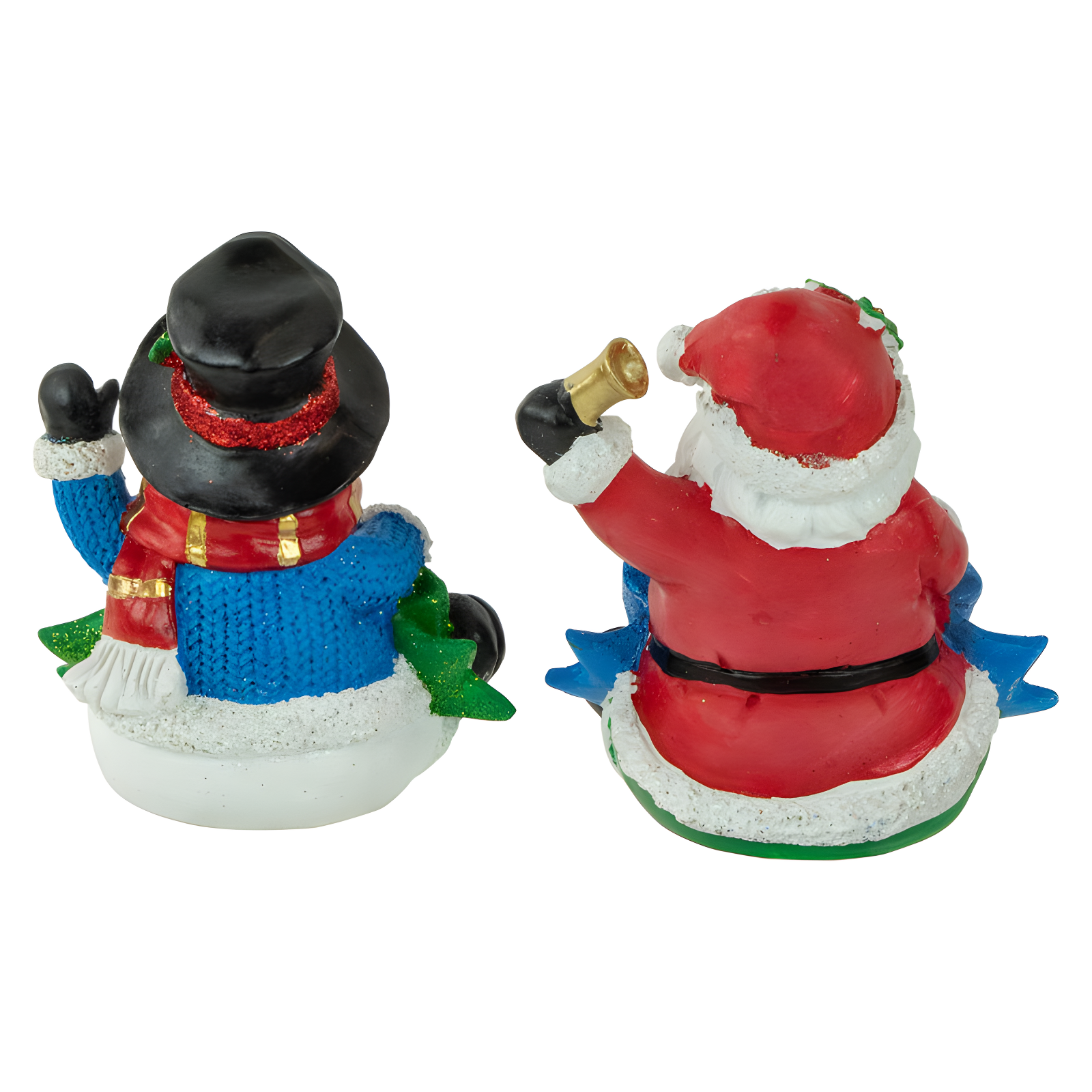 The Holiday Aisle® 2 Piece Glittered Santa and Snowman Stocking Holder Set